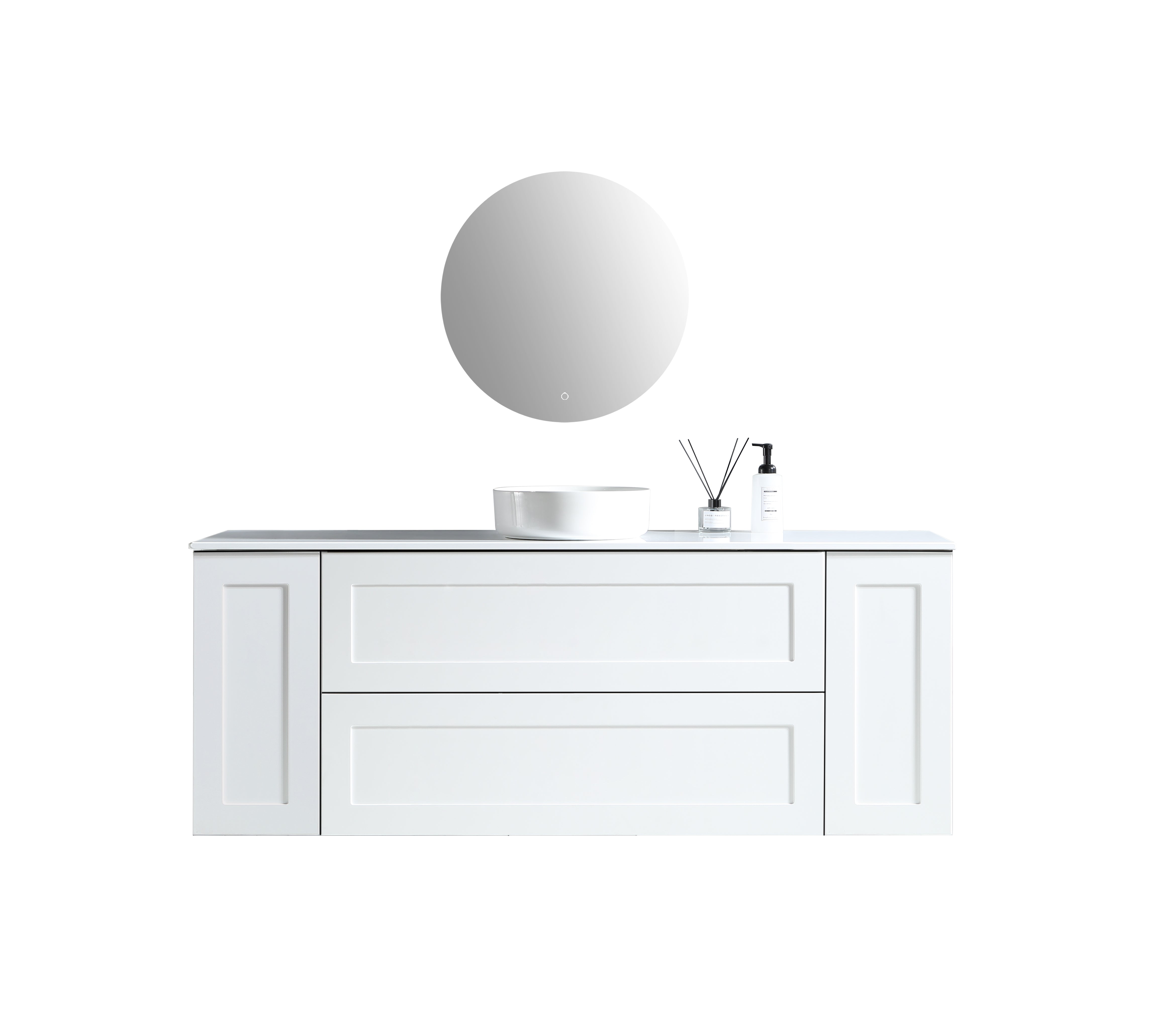MELA - SHAKER 1800 Matt White Wall Hung Vanity with 2 Doors & 2 Drawers