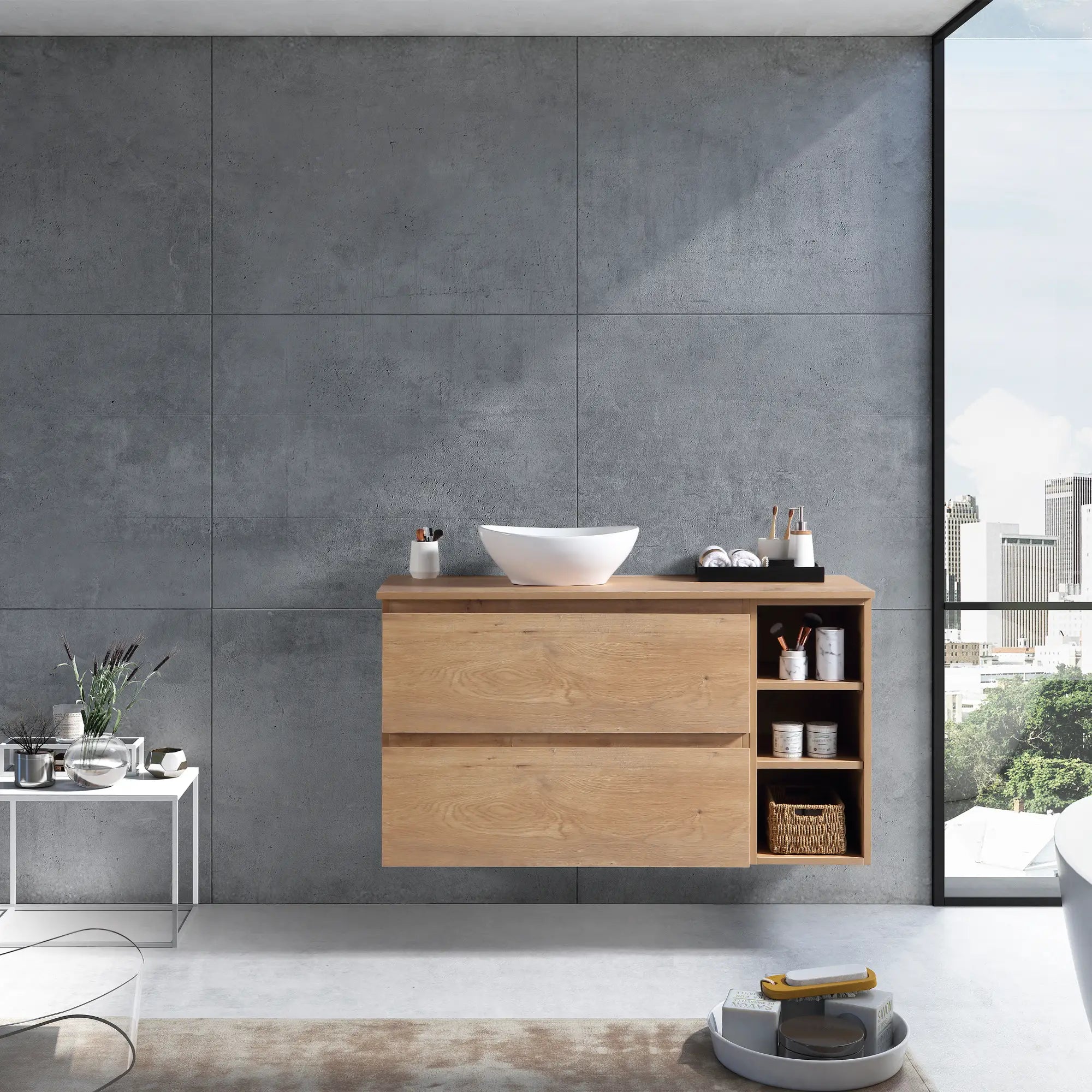 MELA - CLARK 1050 Snafell Wall Hung Vanity with 2 Drawers and Open Shelves