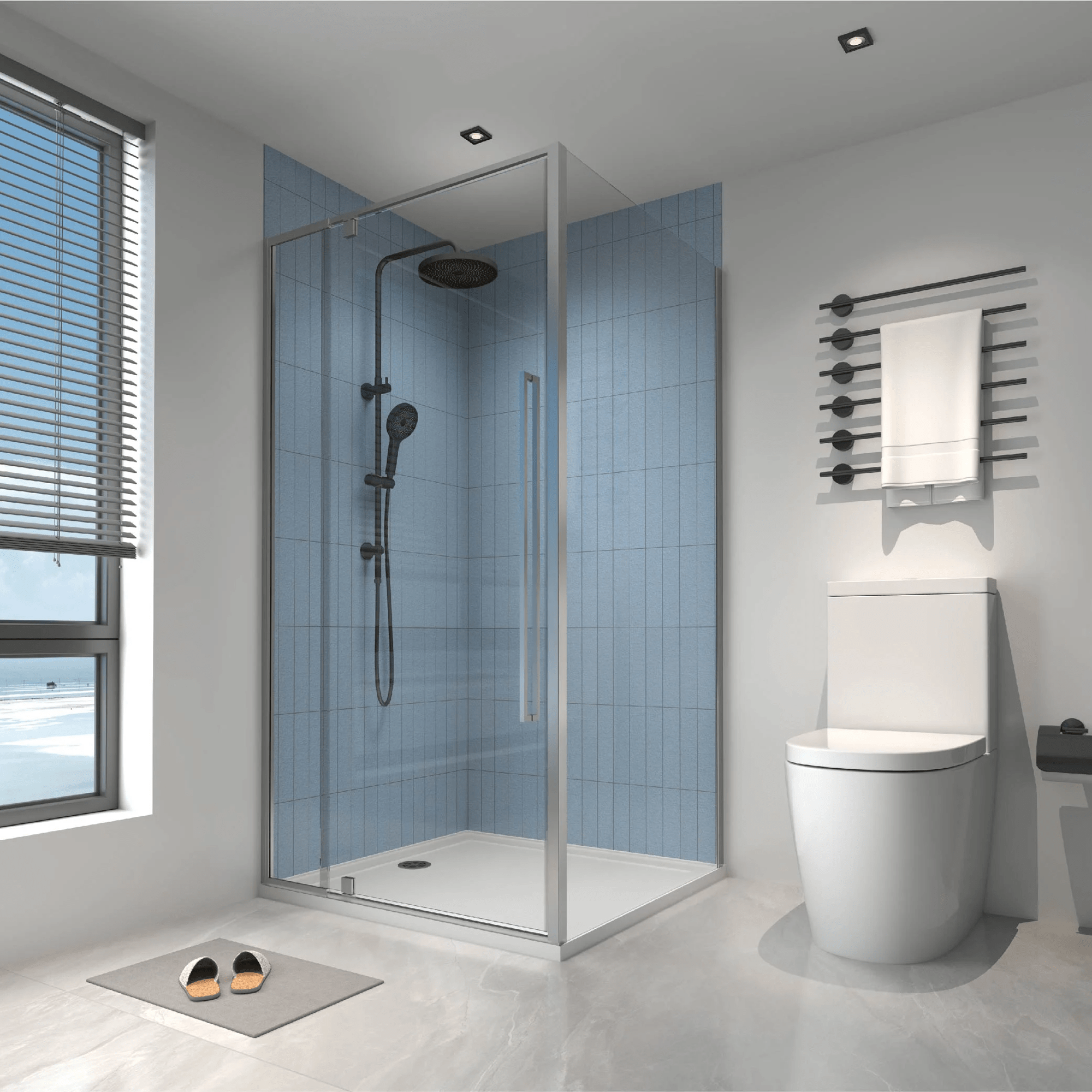 ALPINE - Pivot Door and Return Silver 1200x1200mm - Shower Screen - from our - Alpine - supplier–available at Bathroom City Perth