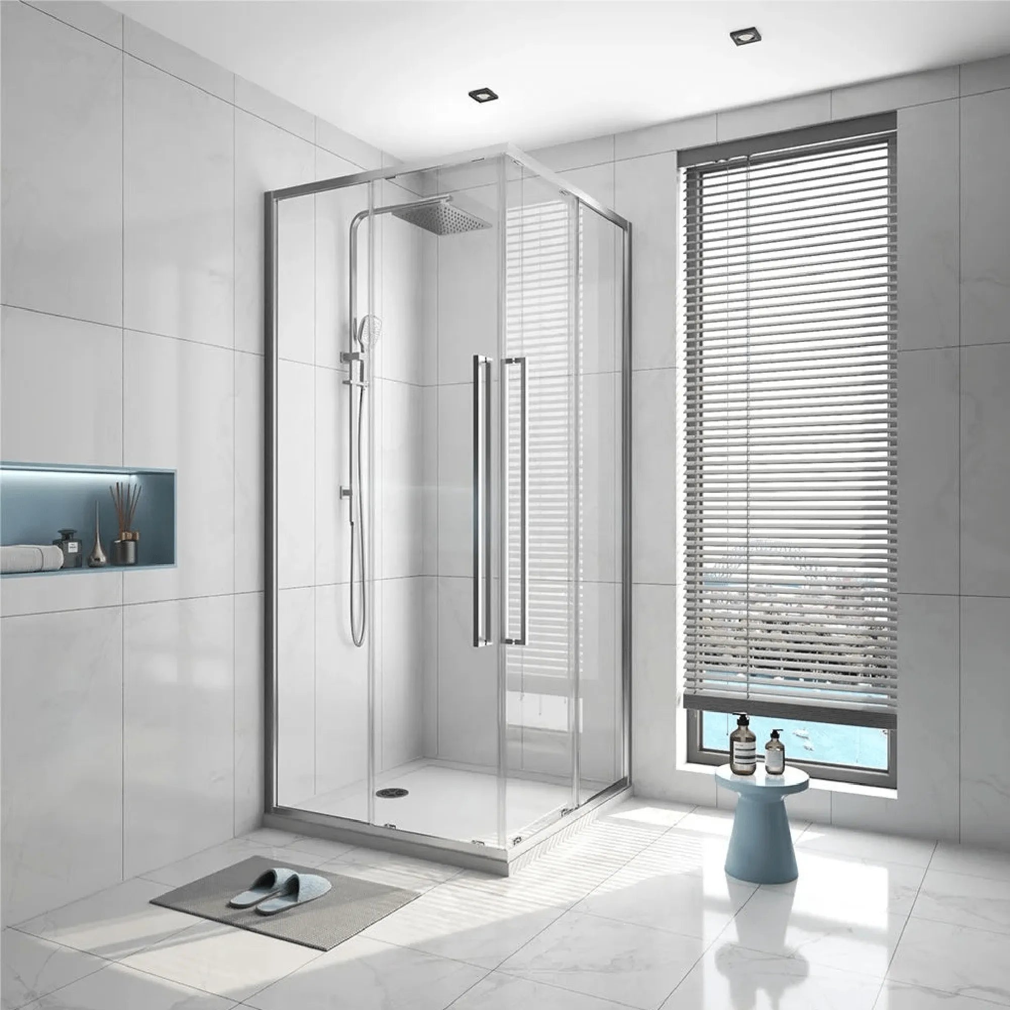 ALPINE - Square Corner Entry Silver 1200x1200mm-Shower Screen-from our-Alpine-supplier–available at Bathroom City Perth