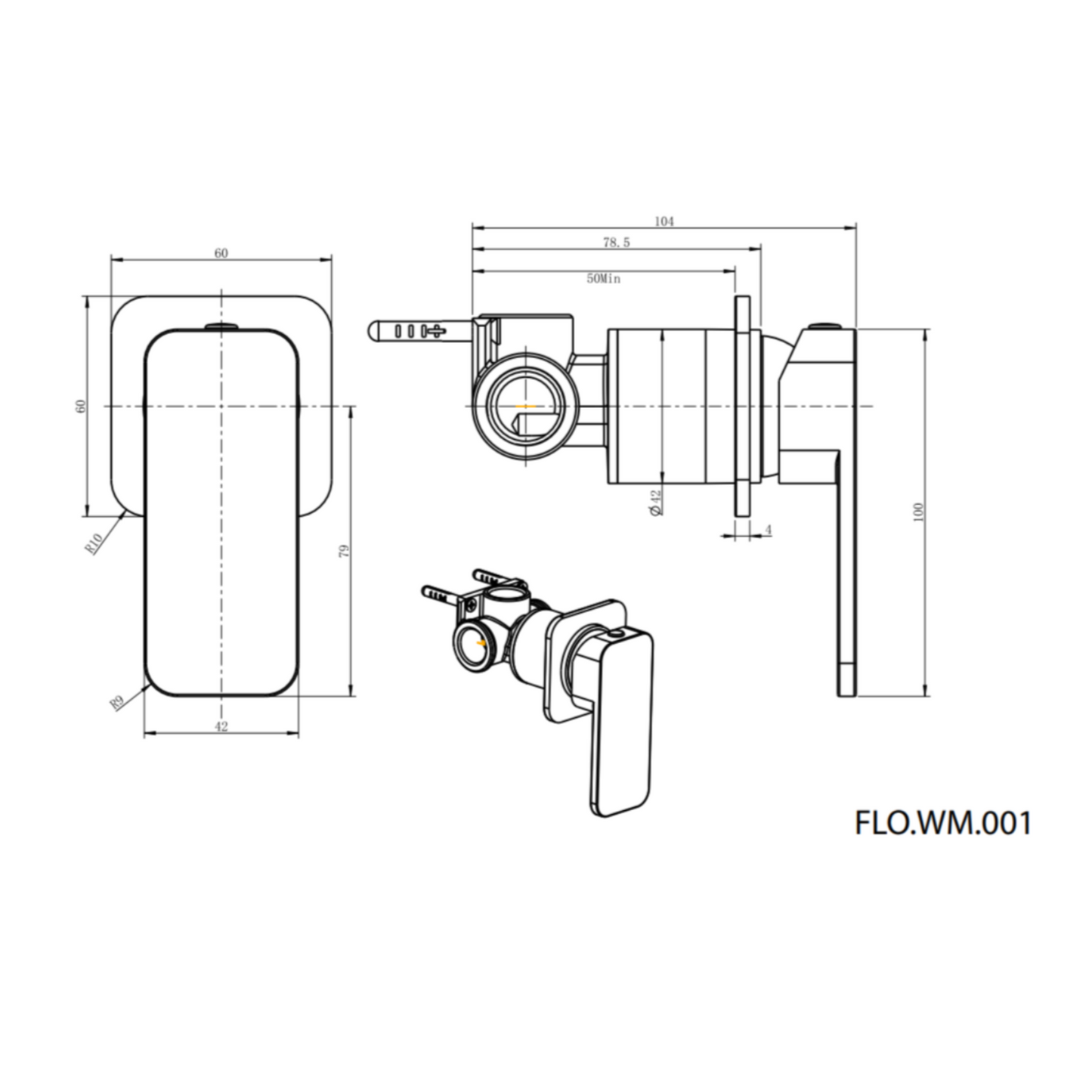 MELA - FLOVA Shower/Bath Wall Mixer Black