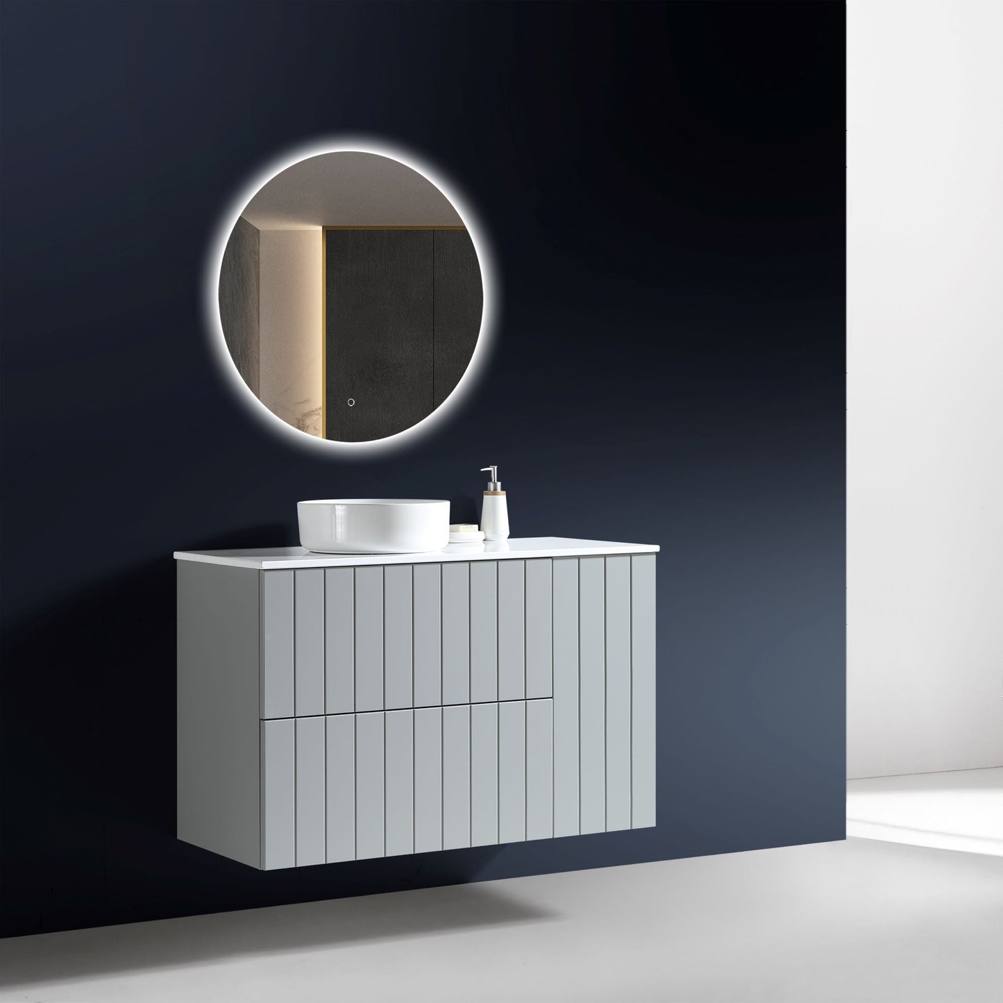 MELA - PASTEL 1050 Matt Grey Wall Hung Vanity with Door & Drawers
