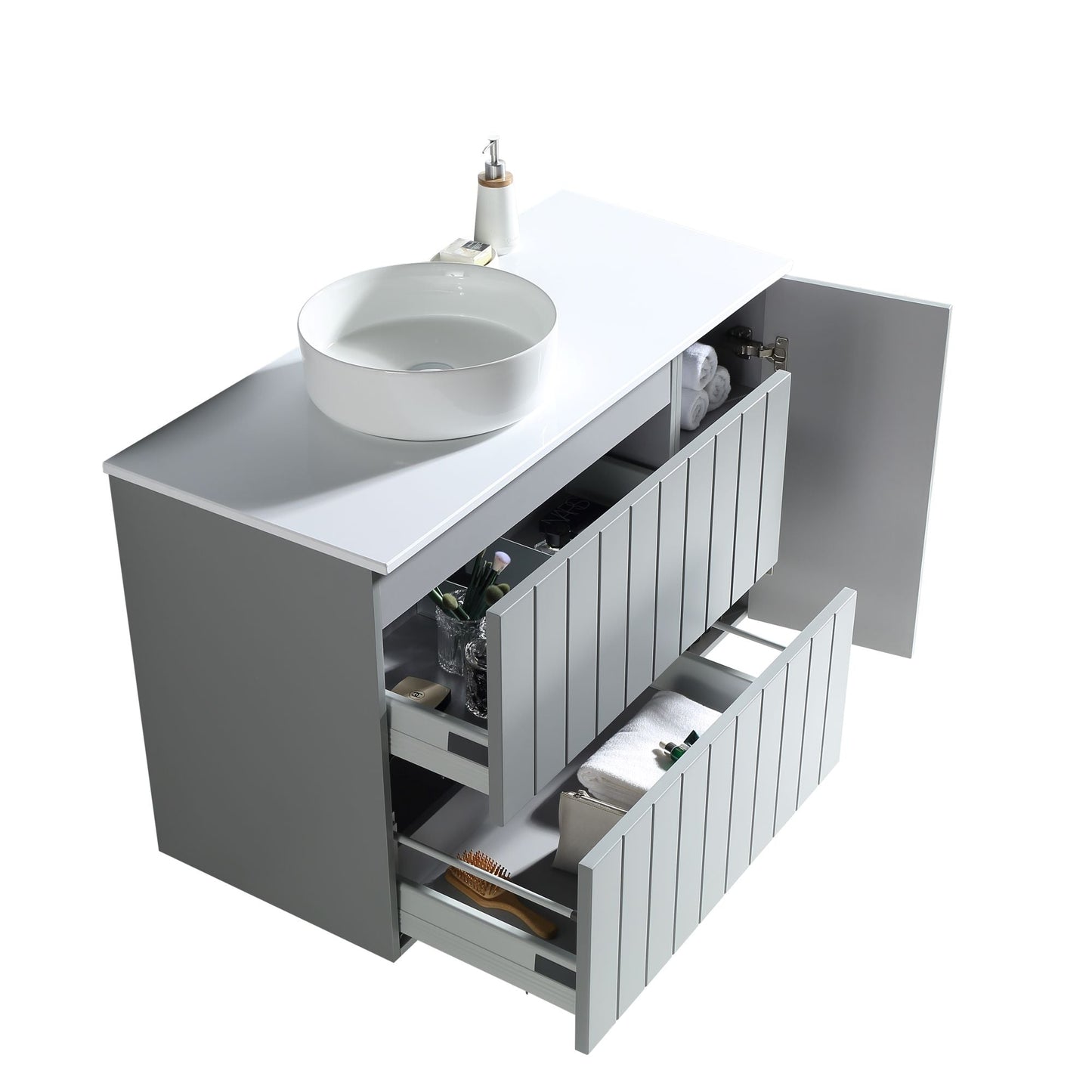 MELA - PASTEL 1050 Matt Grey Wall Hung Vanity with Door & Drawers