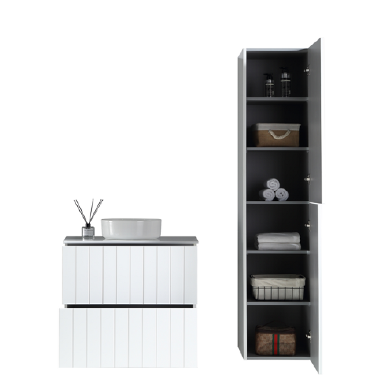 MELA - PASTEL 600 Matt White Wall Hung Vanity with Drawers