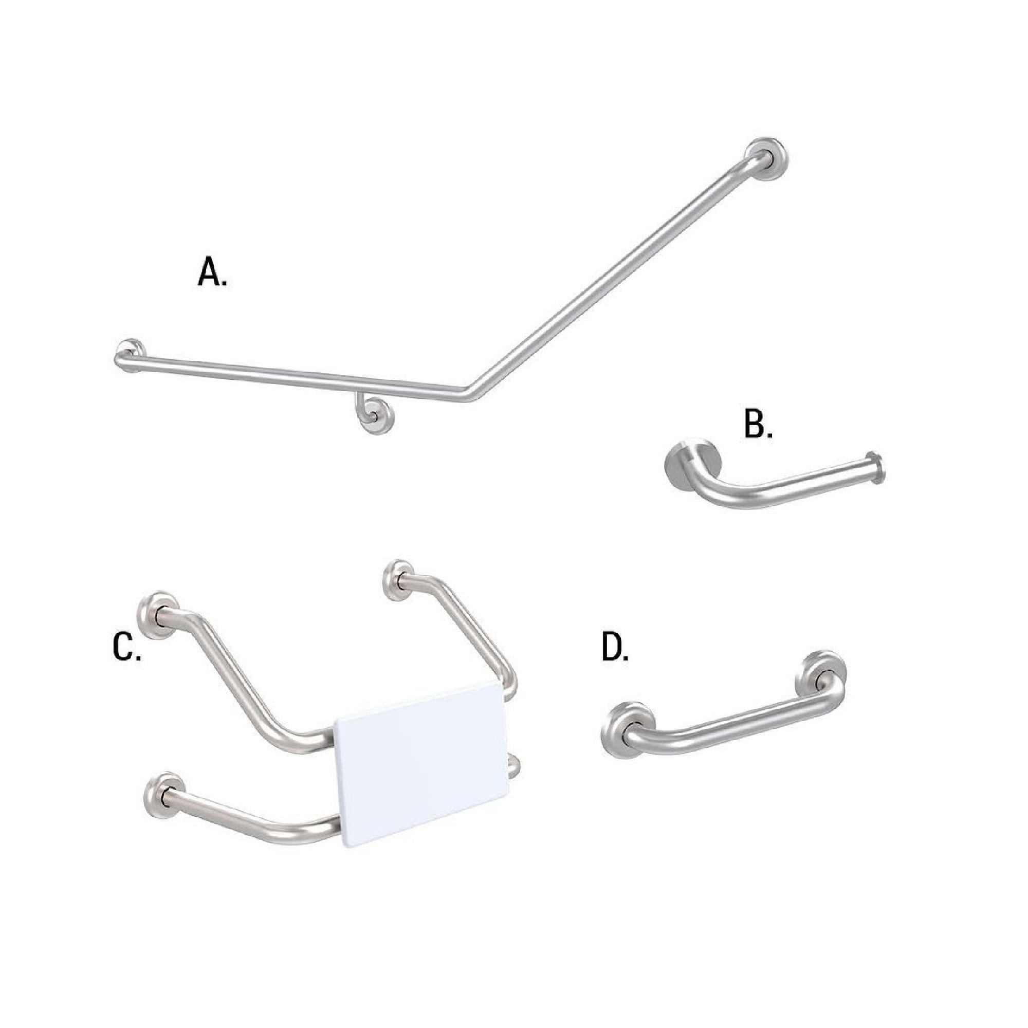 CONSERV - Accessible Sanitary Facilities 877 Combination Set Clam Flange Brushed Stainless - UAT Accessories - from our - Conserv - supplier–available at Bathroom City Perth