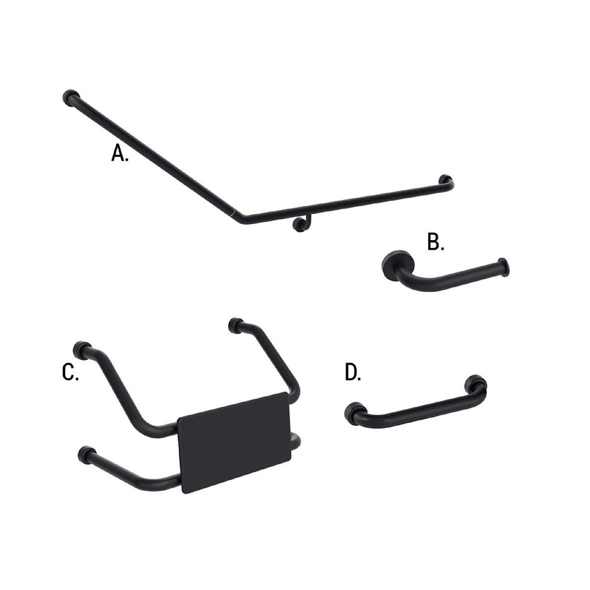 CONSERV - Accessible Sanitary Facilities 877 Combination Set Hygienic Seal Matt Black - UAT Accessories - from our - Conserv - supplier–available at Bathroom City Perth