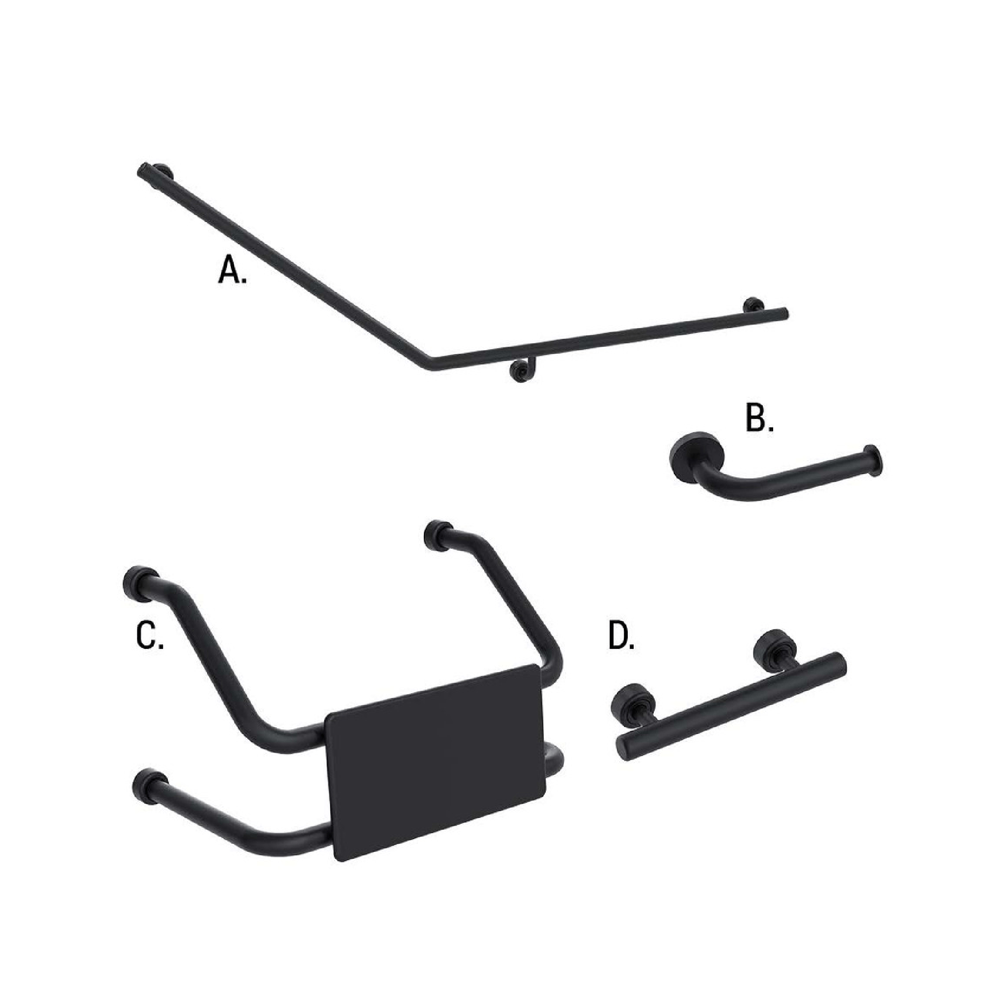 CONSERV - Accessible Sanitary Facilities 877 Combination Set Linear Matt Black - UAT Accessories - from our - Conserv - supplier–available at Bathroom City Perth