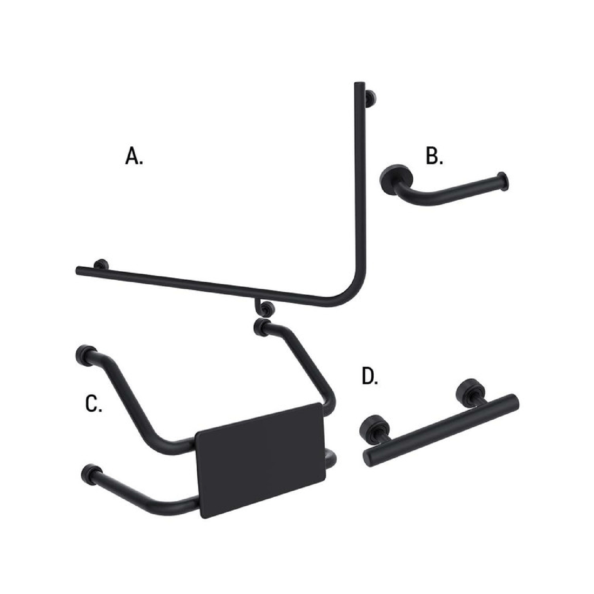 CONSERV - Accessible Sanitary Facilities 966 Combination Set Linear Matt Black - UAT Accessories - from our - Conserv - supplier–available at Bathroom City Perth