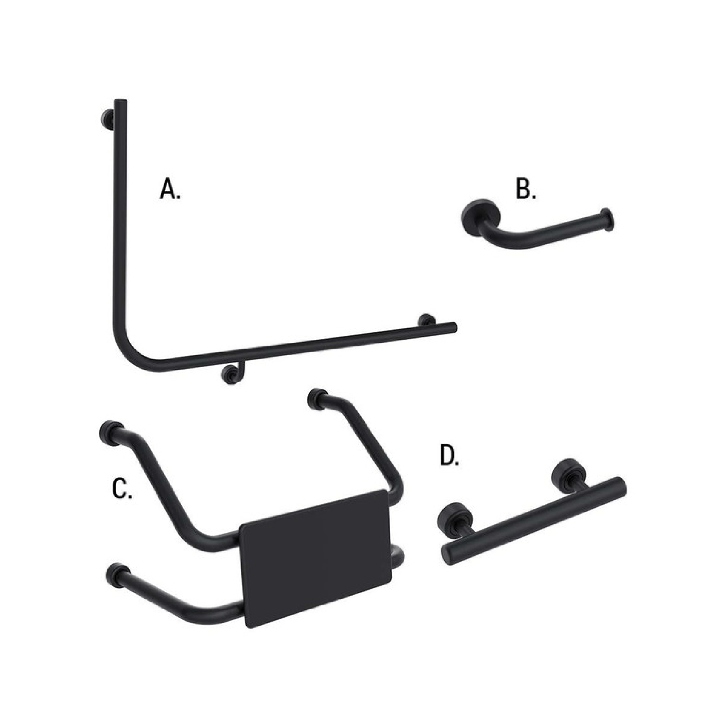 CONSERV - Accessible Sanitary Facilities 966 Combination Set Linear Matt Black - UAT Accessories - from our - Conserv - supplier–available at Bathroom City Perth