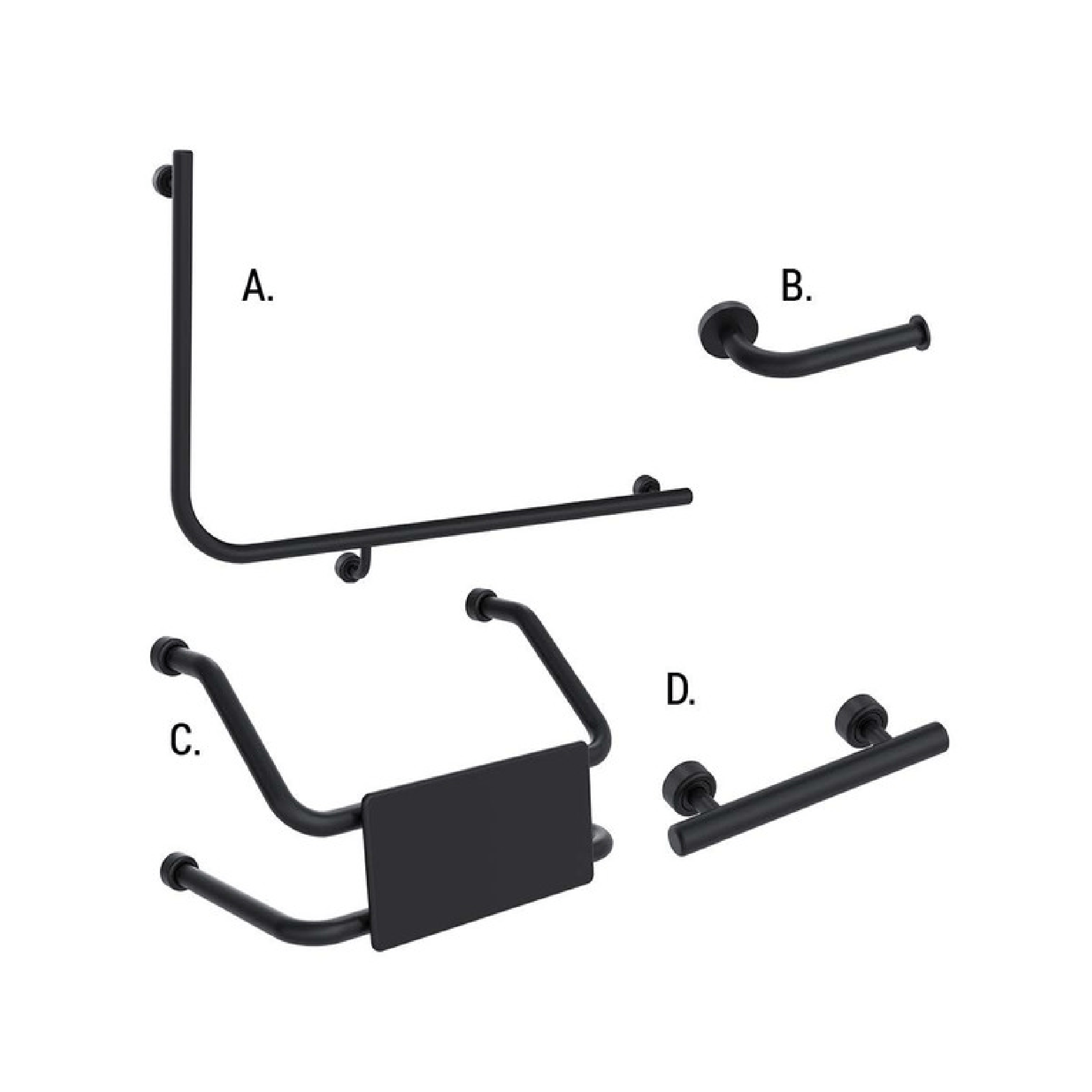 CONSERV - Accessible Sanitary Facilities 966 Combination Set Linear Matt Black - UAT Accessories - from our - Conserv - supplier–available at Bathroom City Perth