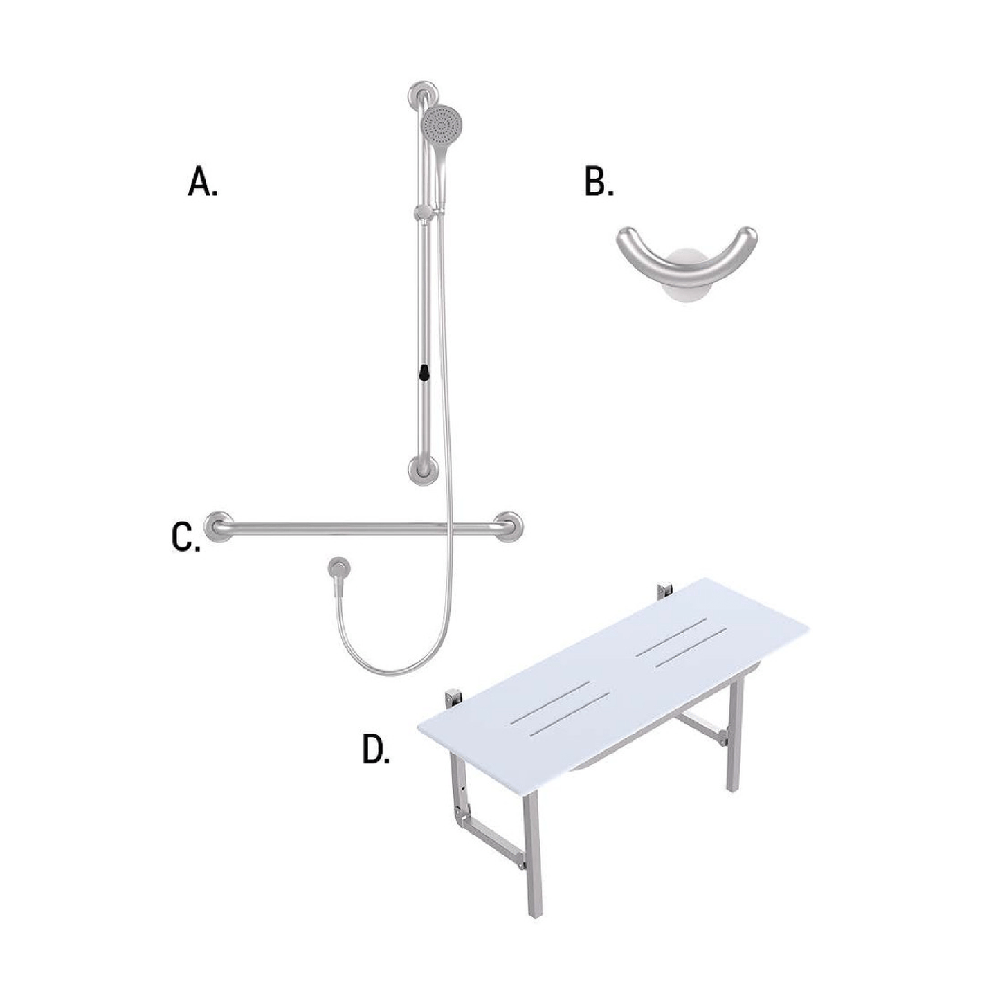 CONSERV - Accessible Shower Recess 01803 Combination Set Clam Flange Brushed Stainless - UAT Accessories - from our - Conserv - supplier–available at Bathroom City Perth