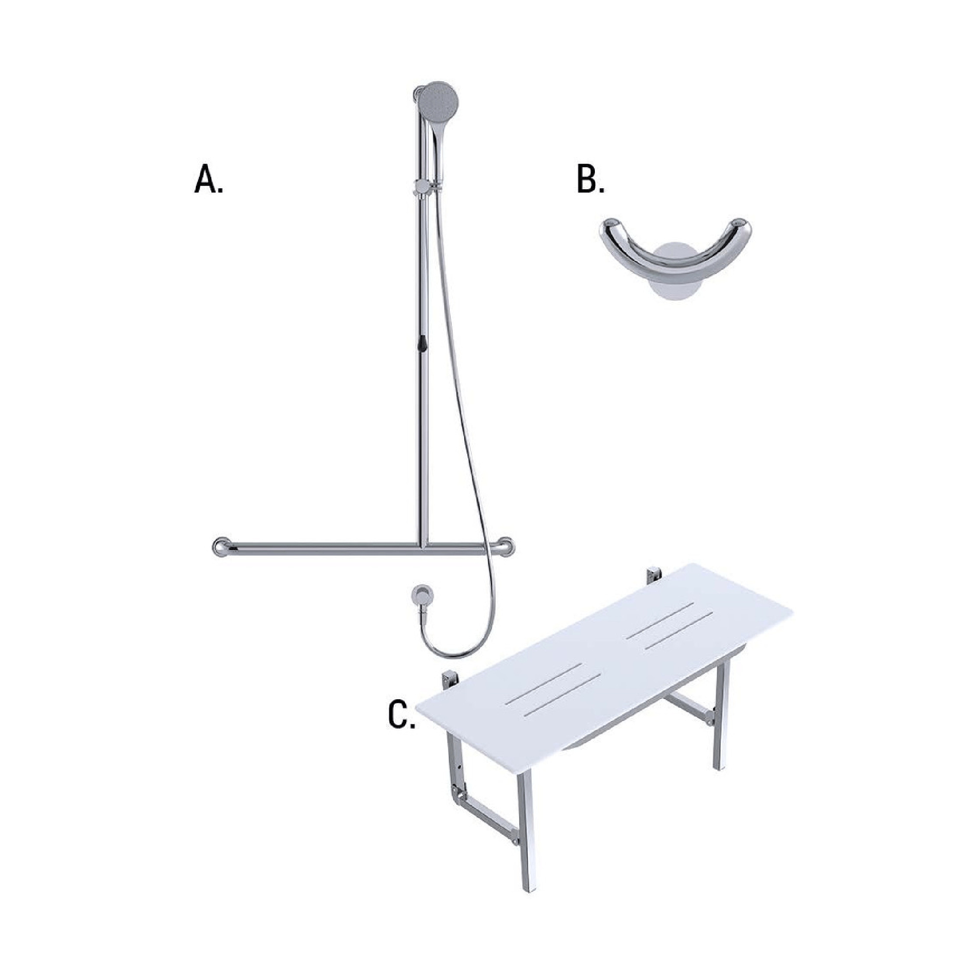 CONSERV - Accessible Shower Recess 01820 Combination Set Hygienic Seal Polish Supreme - UAT Accessories - from our - Conserv - supplier–available at Bathroom City Perth