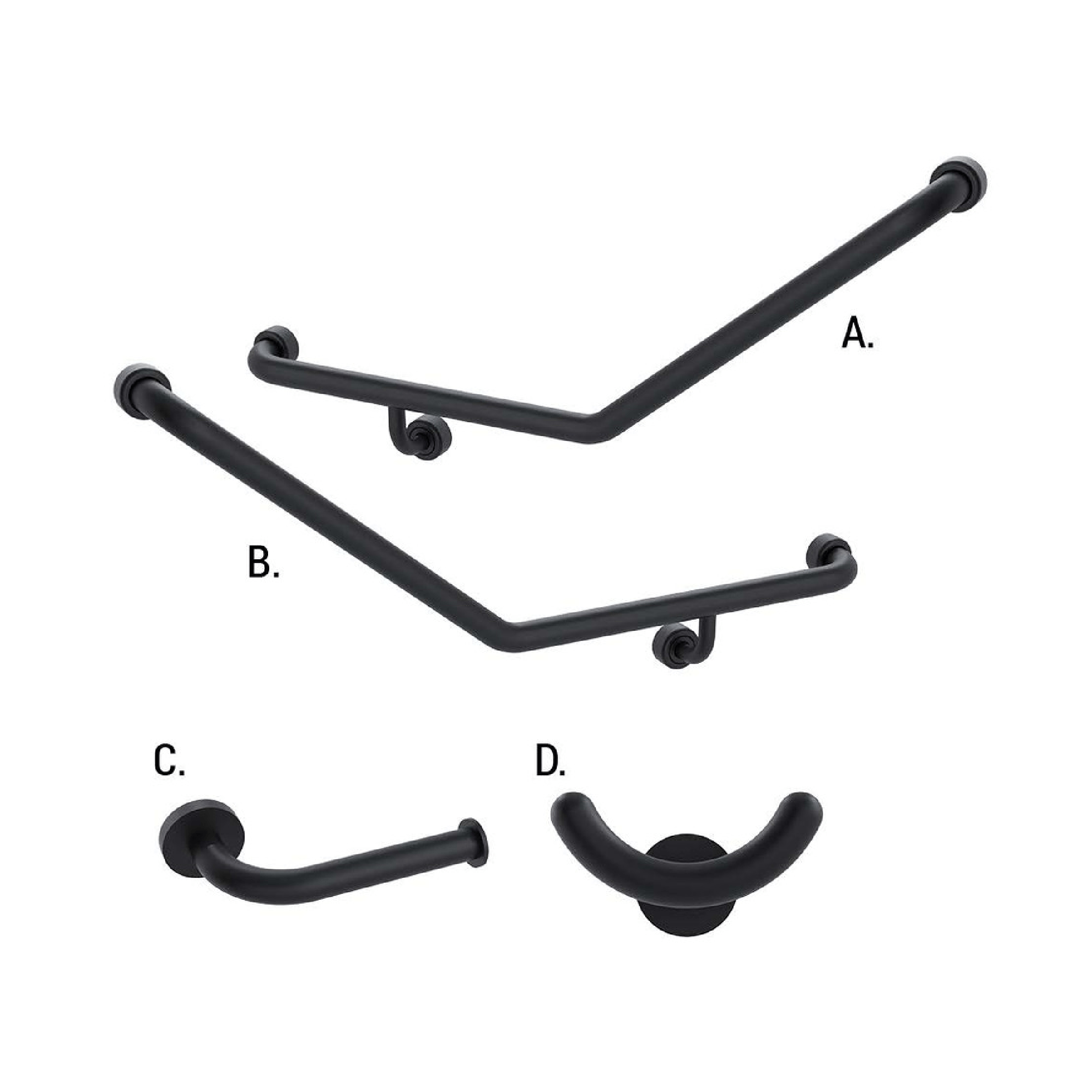 CONSERV - Ambulant Accessible Sanitary Compartment 045 Combination Set Hygienic Seal Matt Black - UAT Accessories - from our - Conserv - supplier–available at Bathroom City Perth