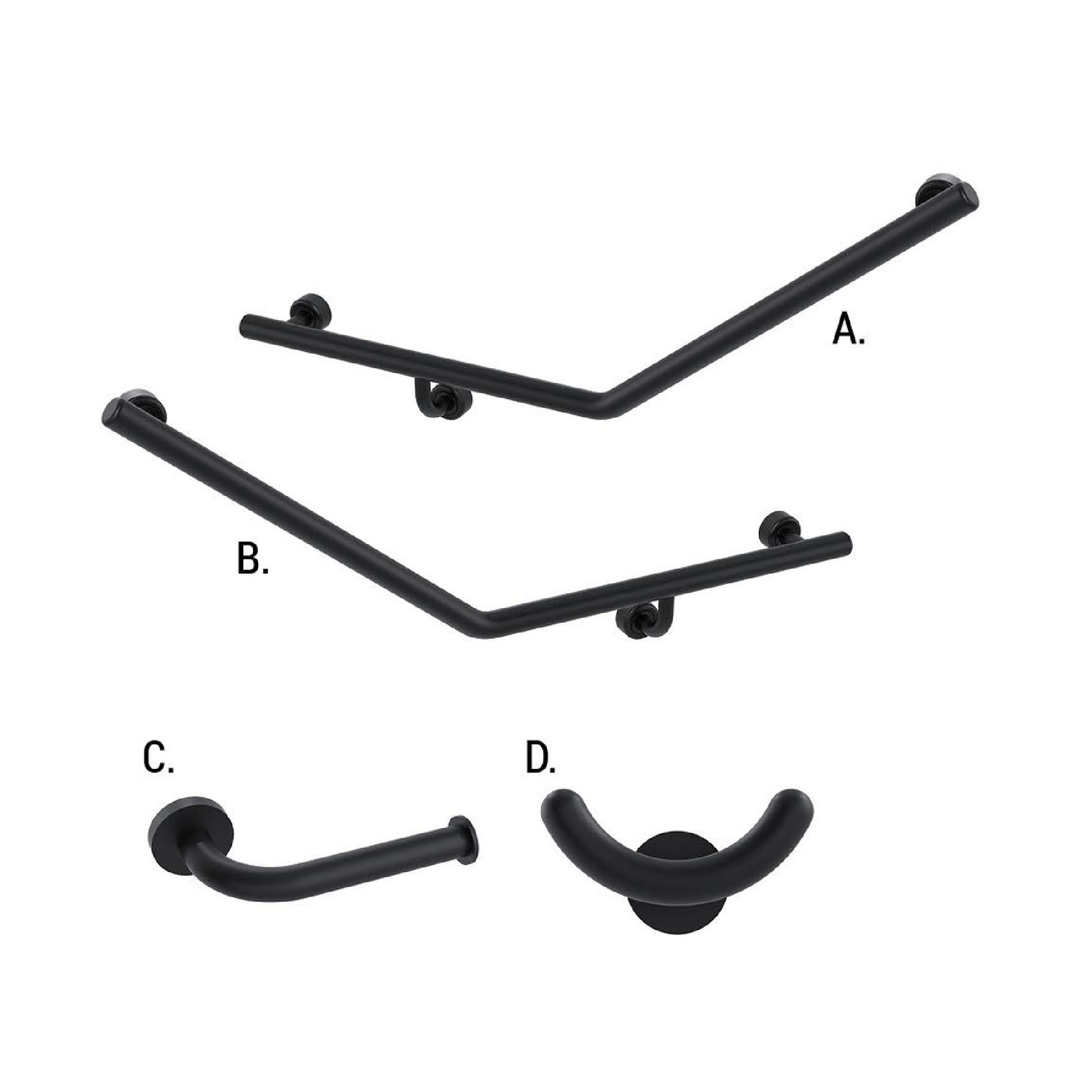 CONSERV - Ambulant Accessible Sanitary Compartment 045 Combination Set Linear Matt Black - UAT Accessories - from our - Conserv - supplier–available at Bathroom City Perth