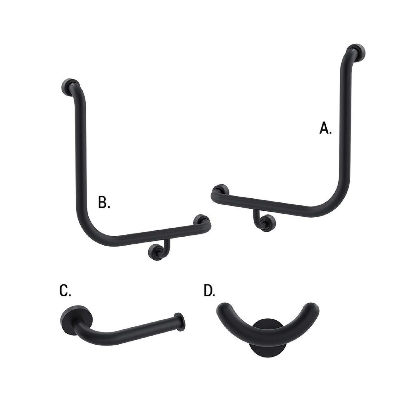 CONSERV - Ambulant Accessible Sanitary Compartment 454 Combination Set Hygienic Seal Matt Black - UAT Accessories - from our - Conserv - supplier–available at Bathroom City Perth