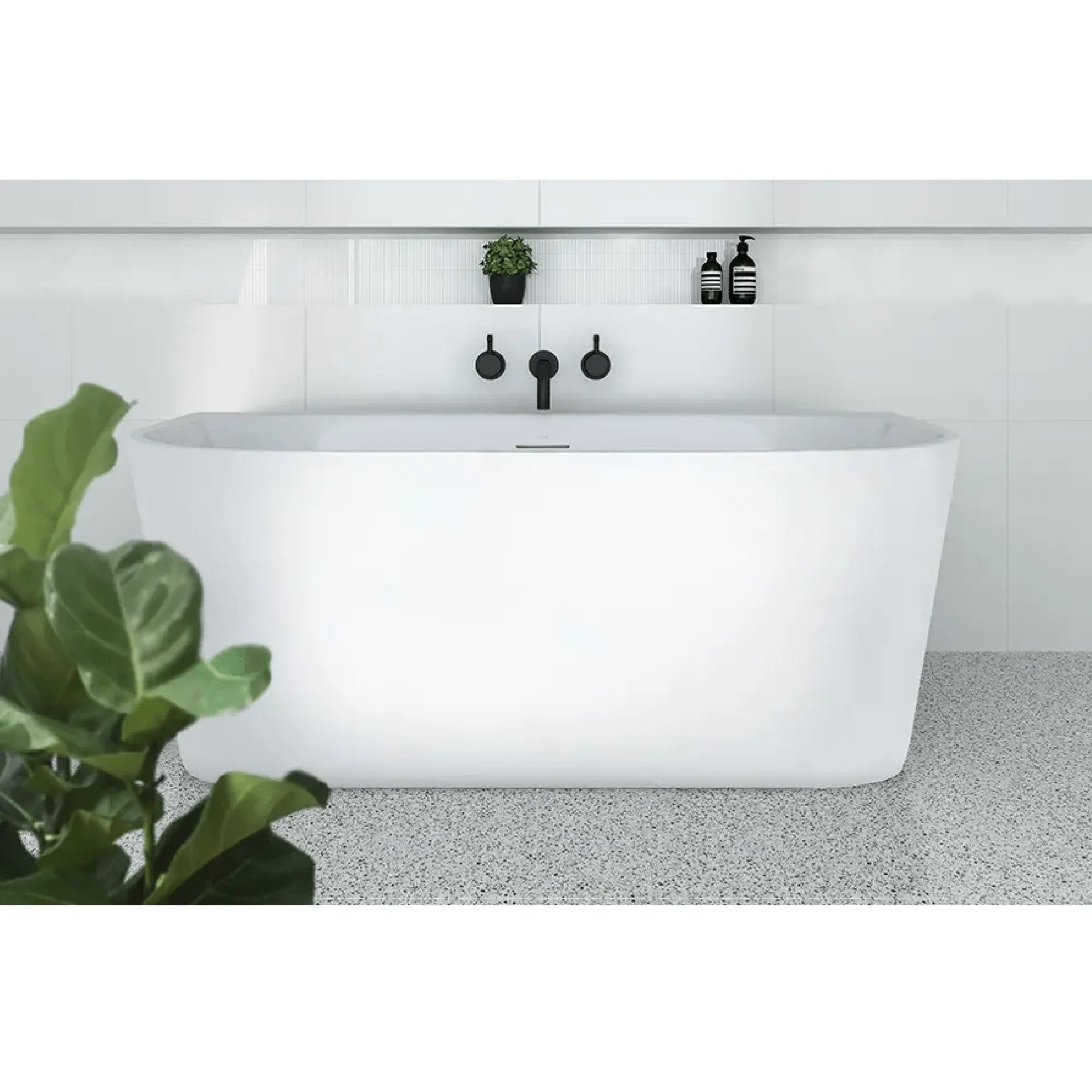 DECINA - Alegra 1400 Back to Wall Freestanding Bath with Integrated Overflow-Baths-from our-Decina-supplier–available at Bathroom City Perth