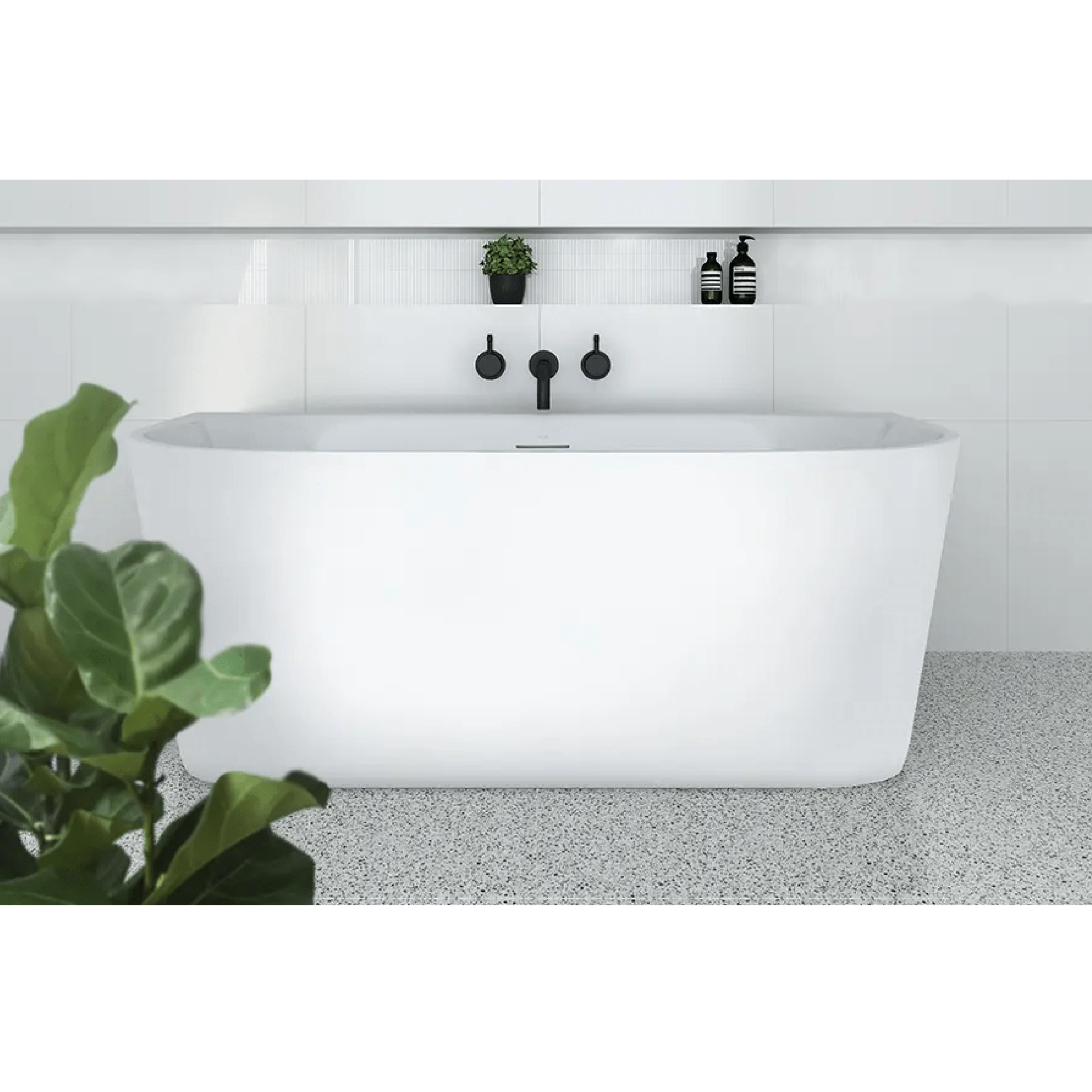 DECINA - Alegra 1400 Back to Wall Freestanding Bath with Integrated Overflow - Baths - from our - Decina - supplier–available at Bathroom City Perth