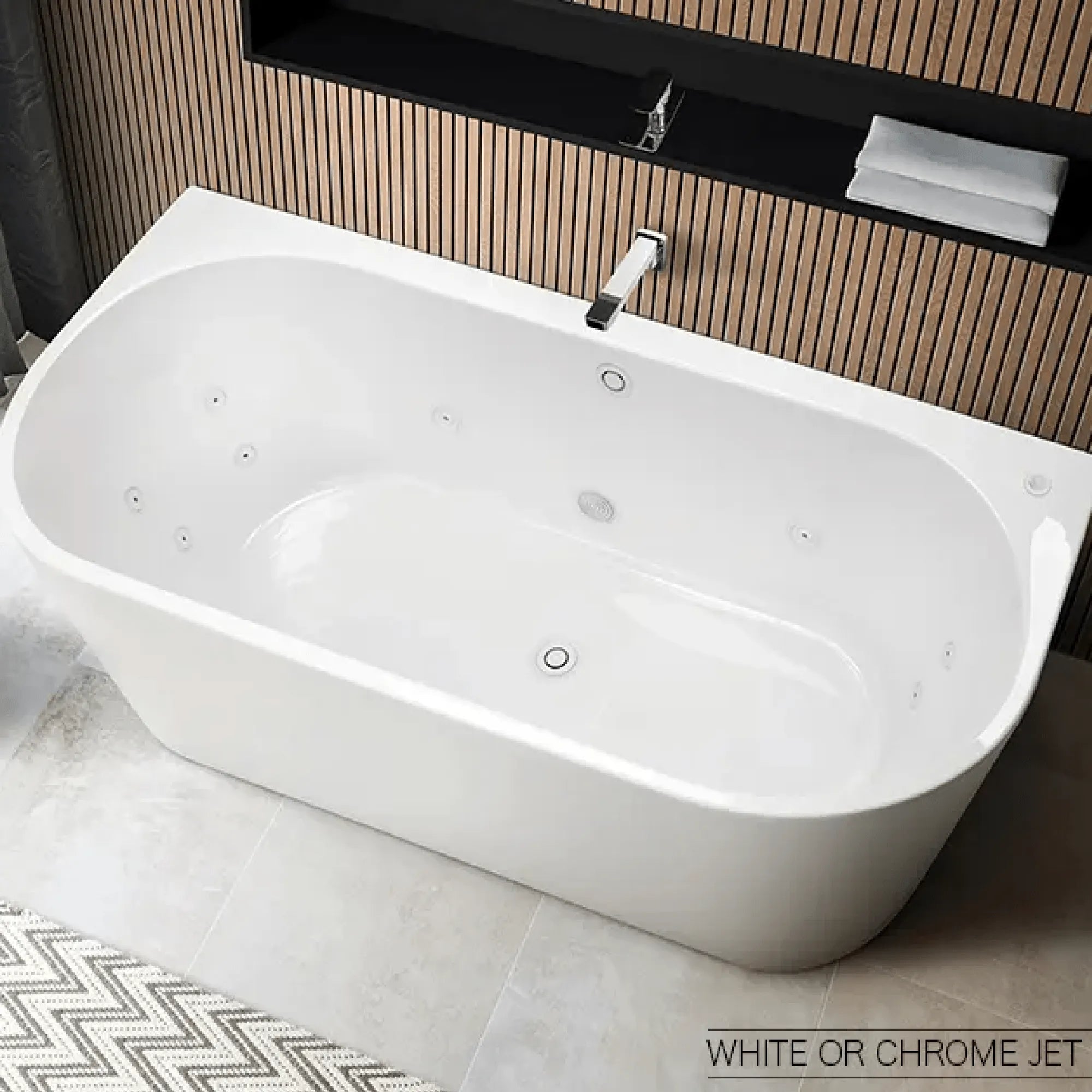 DECINA - Alegra 1700 Contour Back To Wall Freestanding Spa Bath-Spa Bath-from our-Decina-supplier–available at Bathroom City Perth