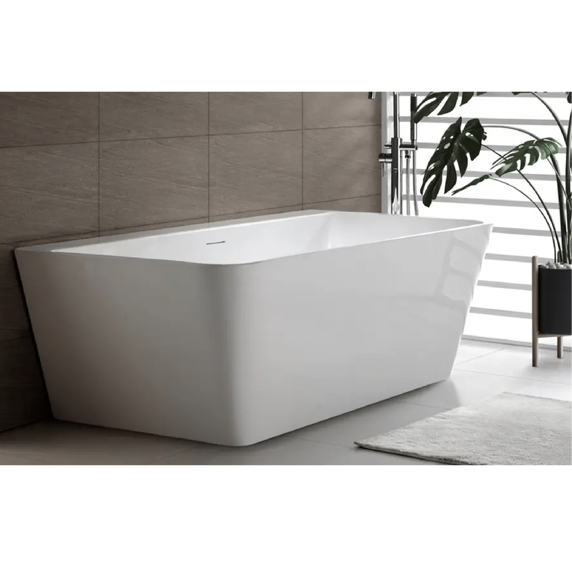 DECINA - Aria 1700 Back to Wall Freestanding Bath with Integrated Overflow - Baths - from our - Decina - supplier–available at Bathroom City Perth