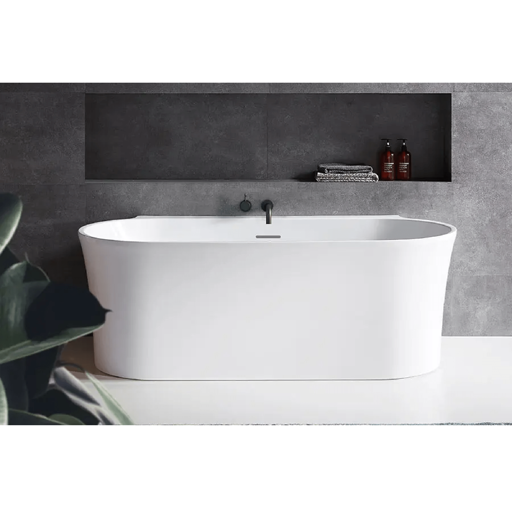 DECINA - Aurora 1700 Back to Wall Freestanding Bath - Baths - from our - Decina - supplier–available at Bathroom City Perth