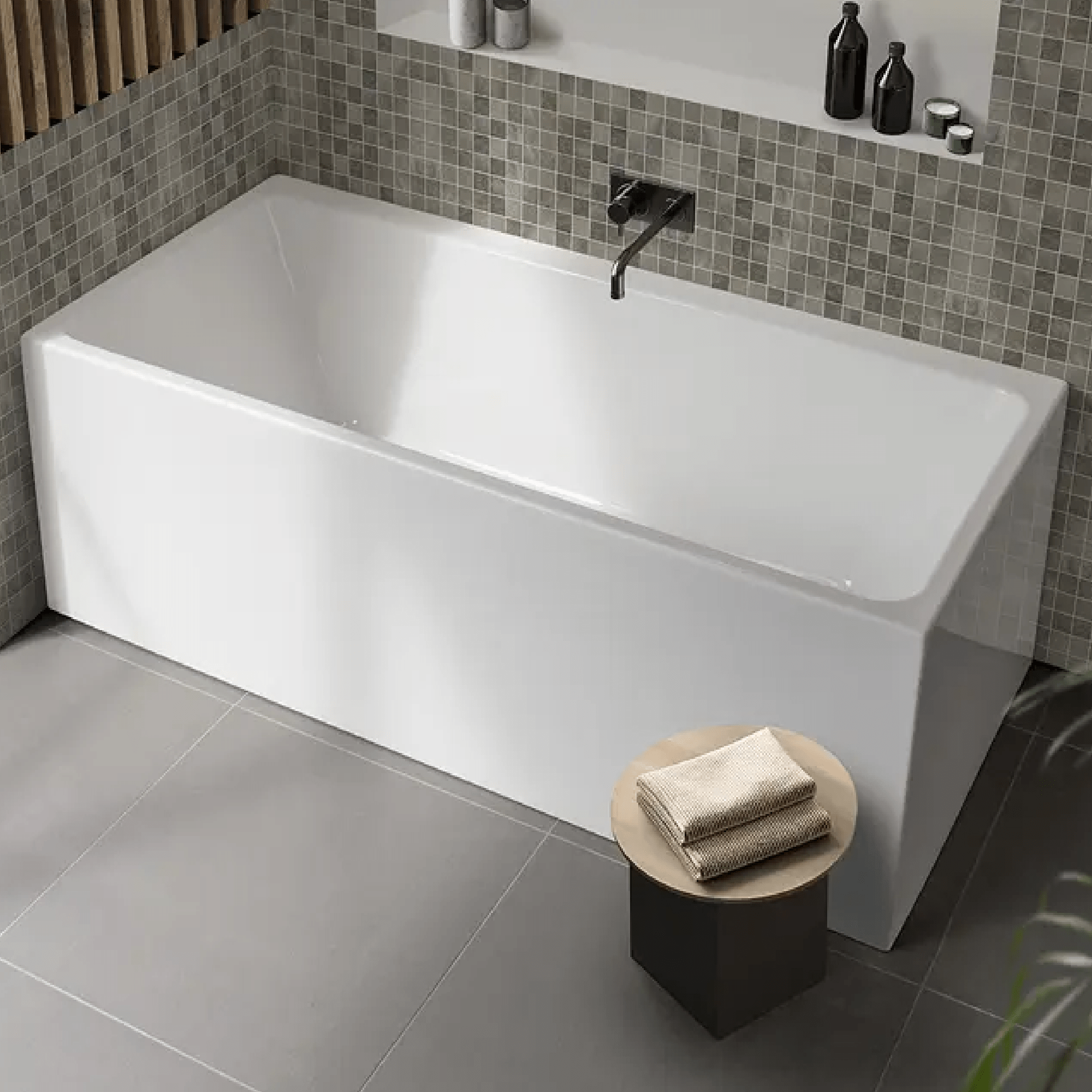 DECINA - Bianco 1700 Back to Wall Corner Freestanding Bath - Baths - from our - Decina - supplier–available at Bathroom City Perth