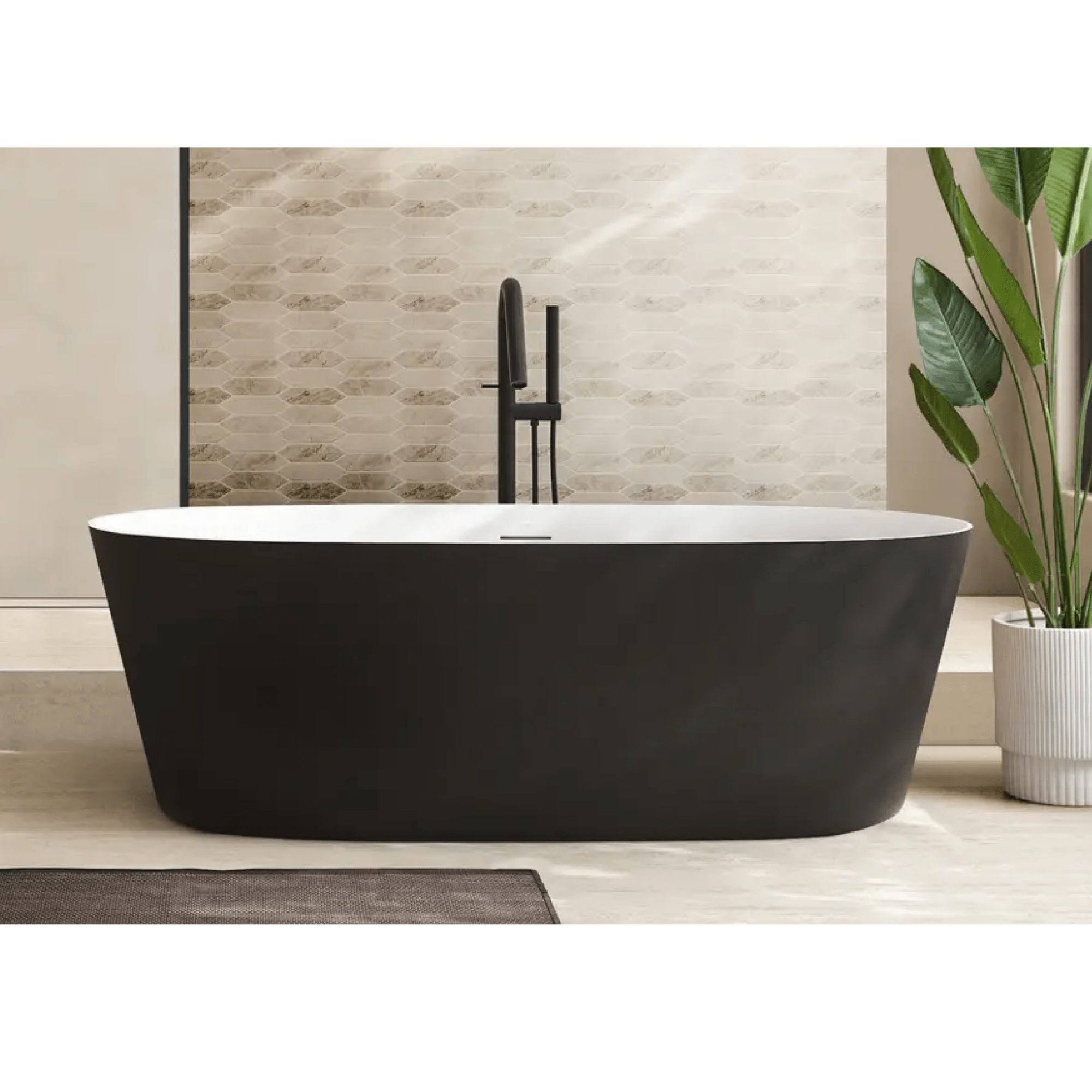 DECINA - Elinea 1790 Freestanding Bath with Integrated Overflow Black - Baths - from our - Decina - supplier–available at Bathroom City Perth