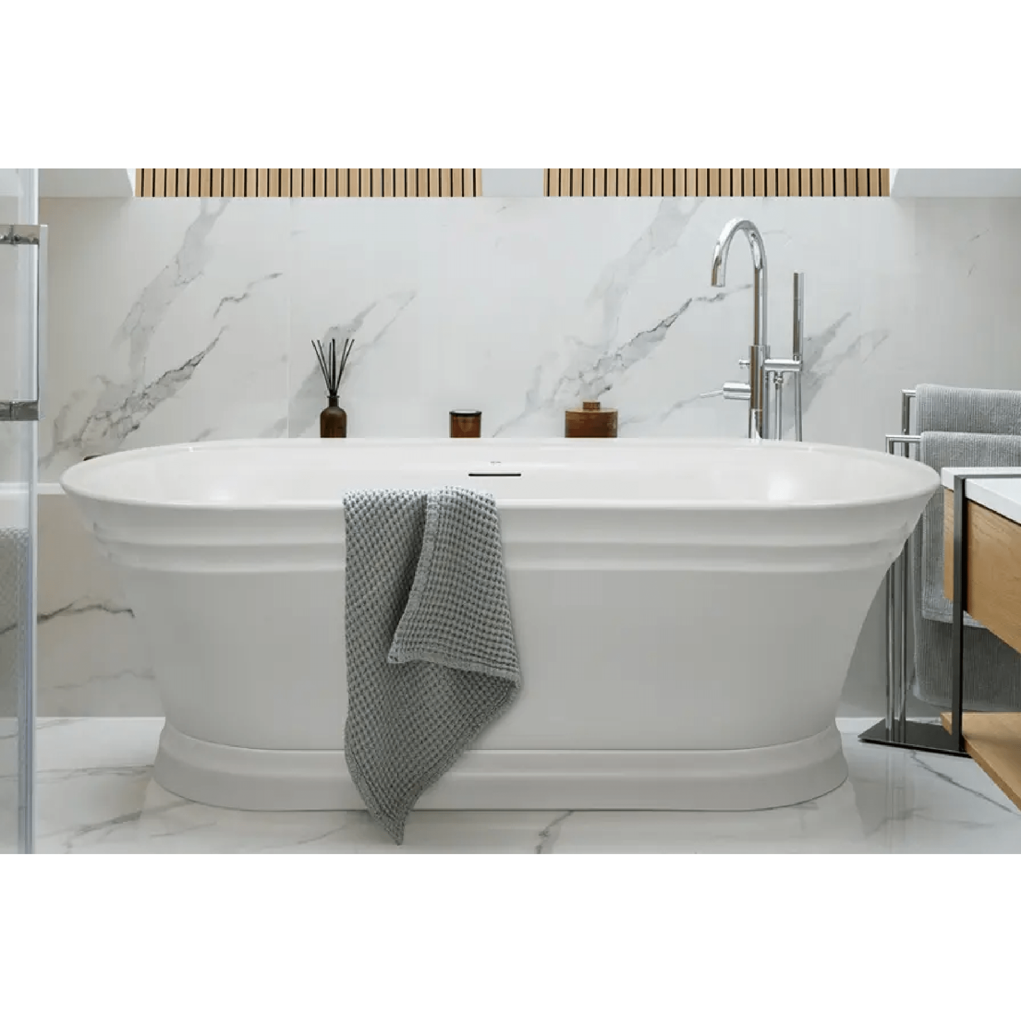 DECINA - Regent 1700 Freestanding Bath with Integrated Overflow - Baths - from our - Decina - supplier–available at Bathroom City Perth