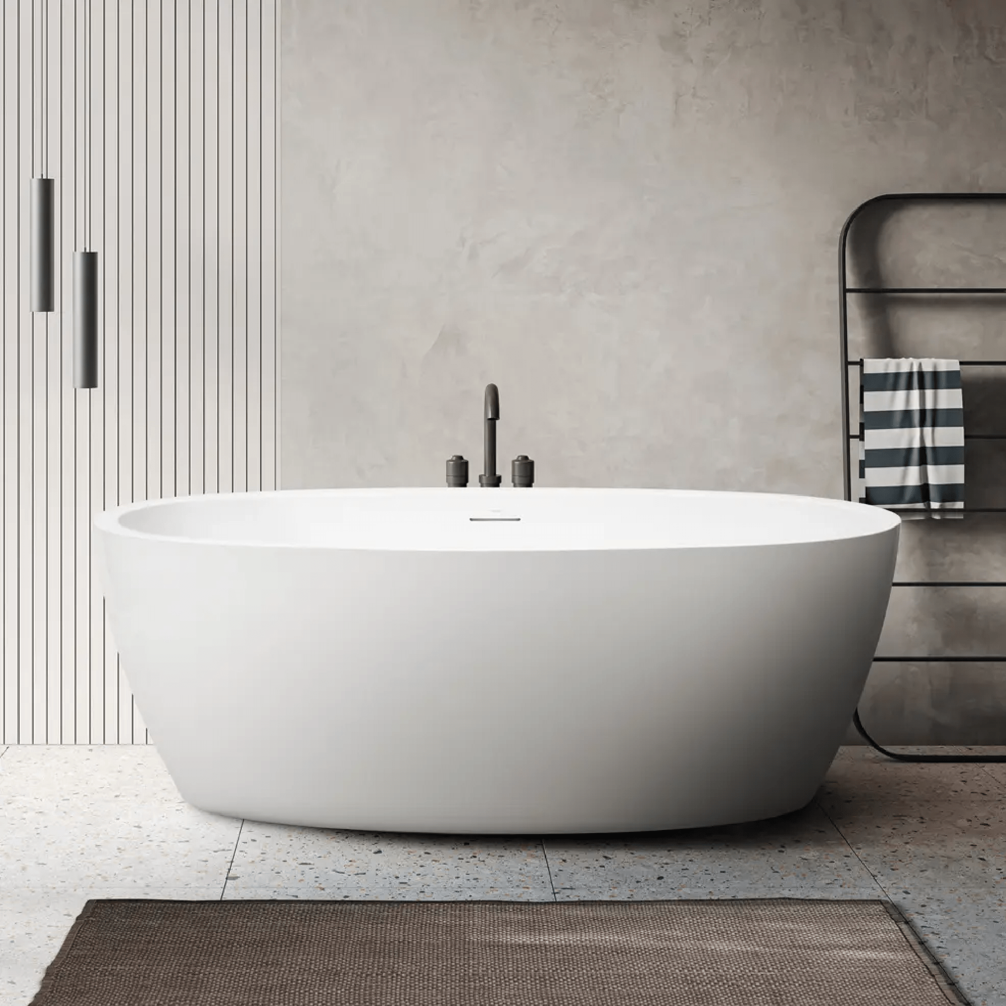 DECINA - Sheraton 1600 Freestanding Bath with Integrated Overflow - Baths - from our - Decina - supplier–available at Bathroom City Perth
