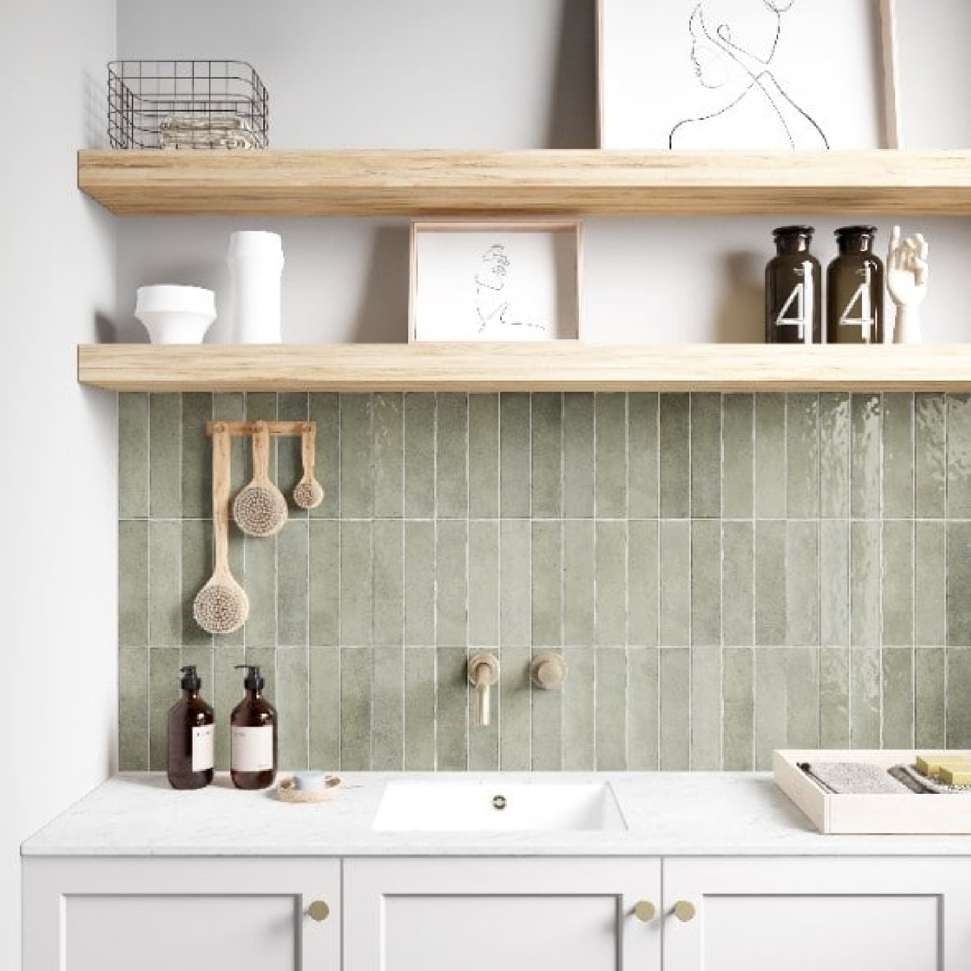 EAST WEST CERAMICS - Bricks Mint 60x246mm Gloss - Tiles - from our - East West Ceramics - supplier–available at Bathroom City Perth