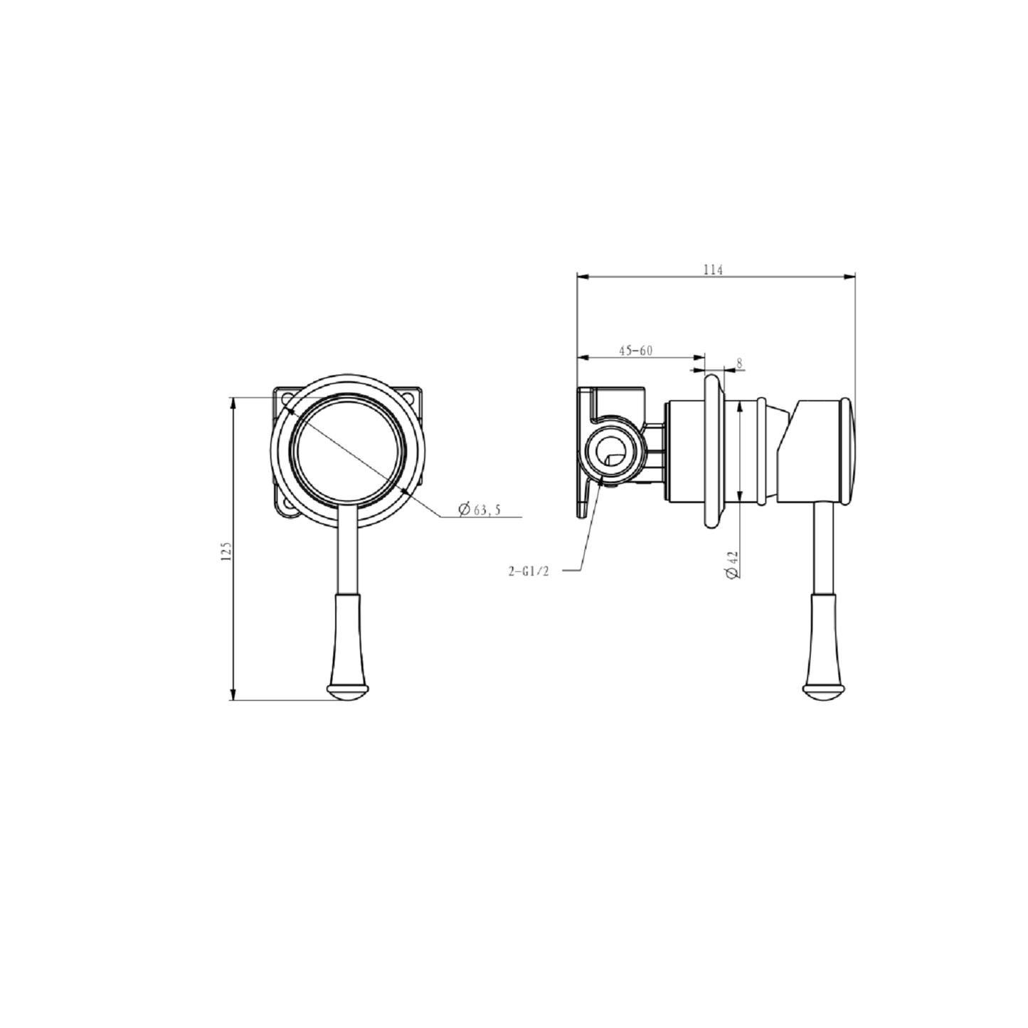 MELA - ANTIK Shower/Bath Wall Mixer Brushed NickelTapware – available at Bathroom City Perth