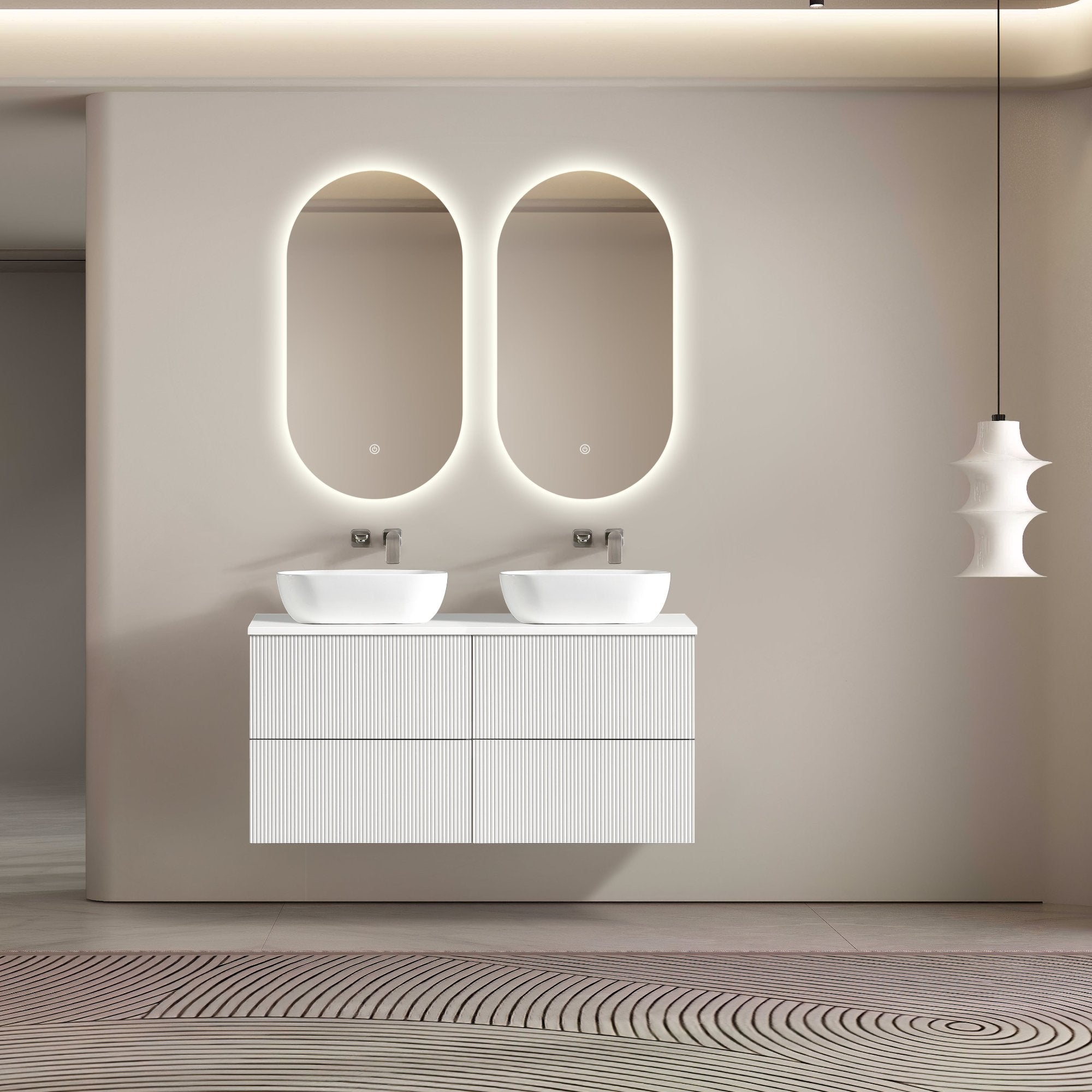 MELA - BRITTANY 1200 Matt White Fluted Wall Hung Vanity with 4 DrawersVanities – available at Bathroom City Perth