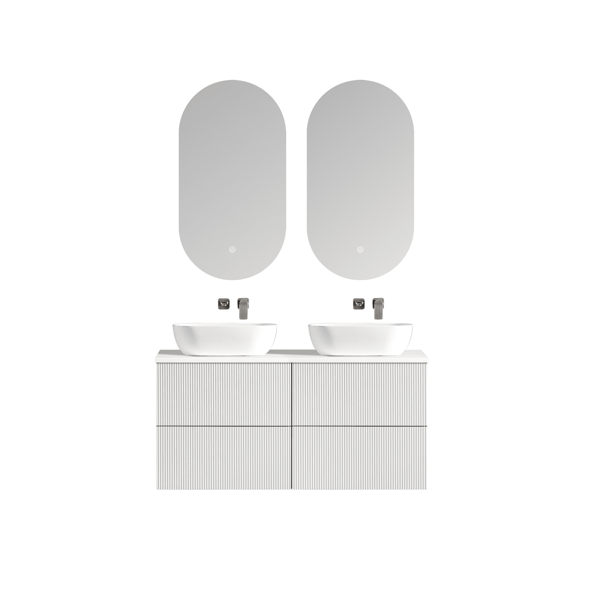 MELA - BRITTANY 1200 Matt White Fluted Wall Hung Vanity with 4 Drawers - Vanities - from our - MELA - supplier–available at Bathroom City Perth