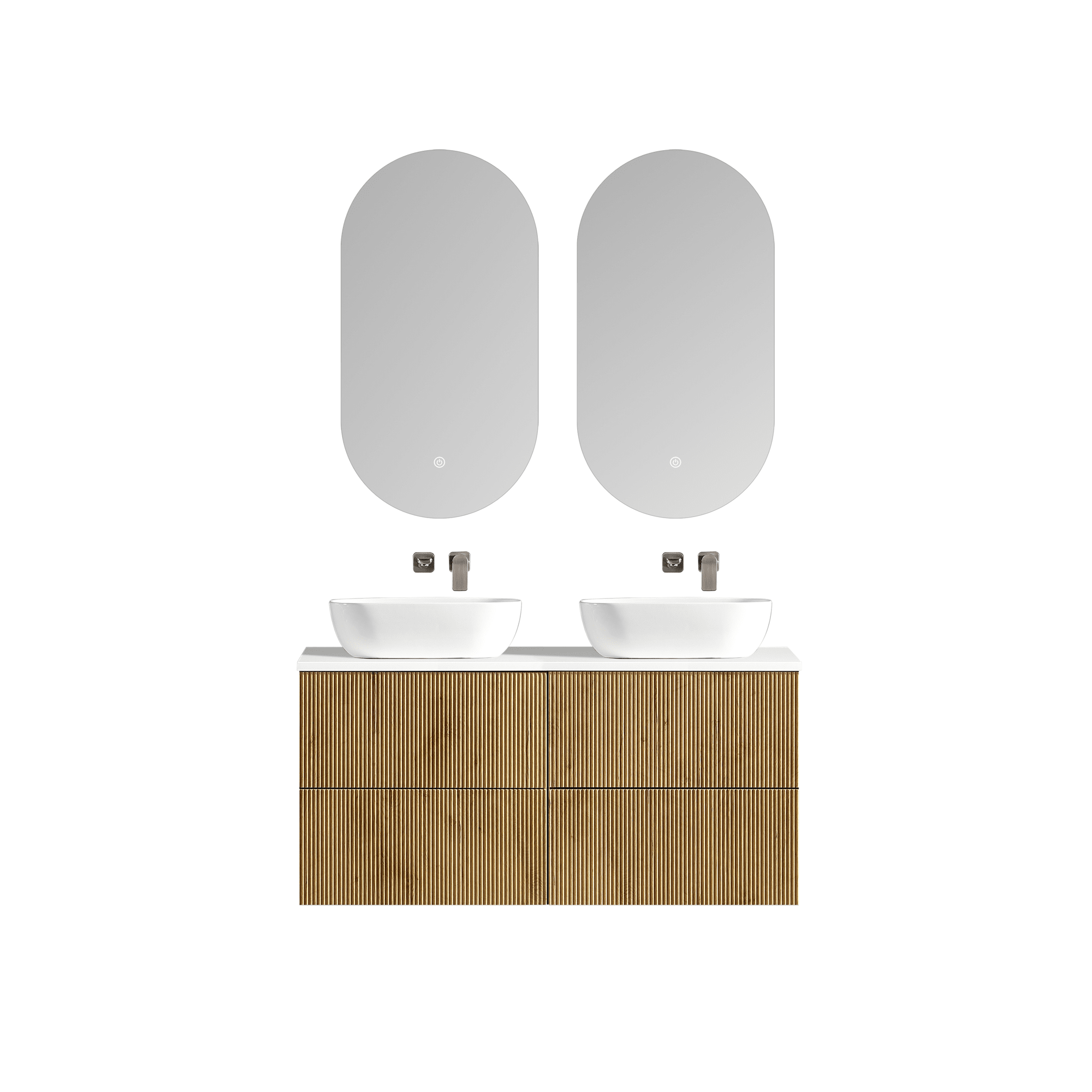 MELA - BRITTANY 1200 Oak Fluted Wall Hung Vanity with 4 Drawers - Vanities - from our - MELA - supplier–available at Bathroom City Perth