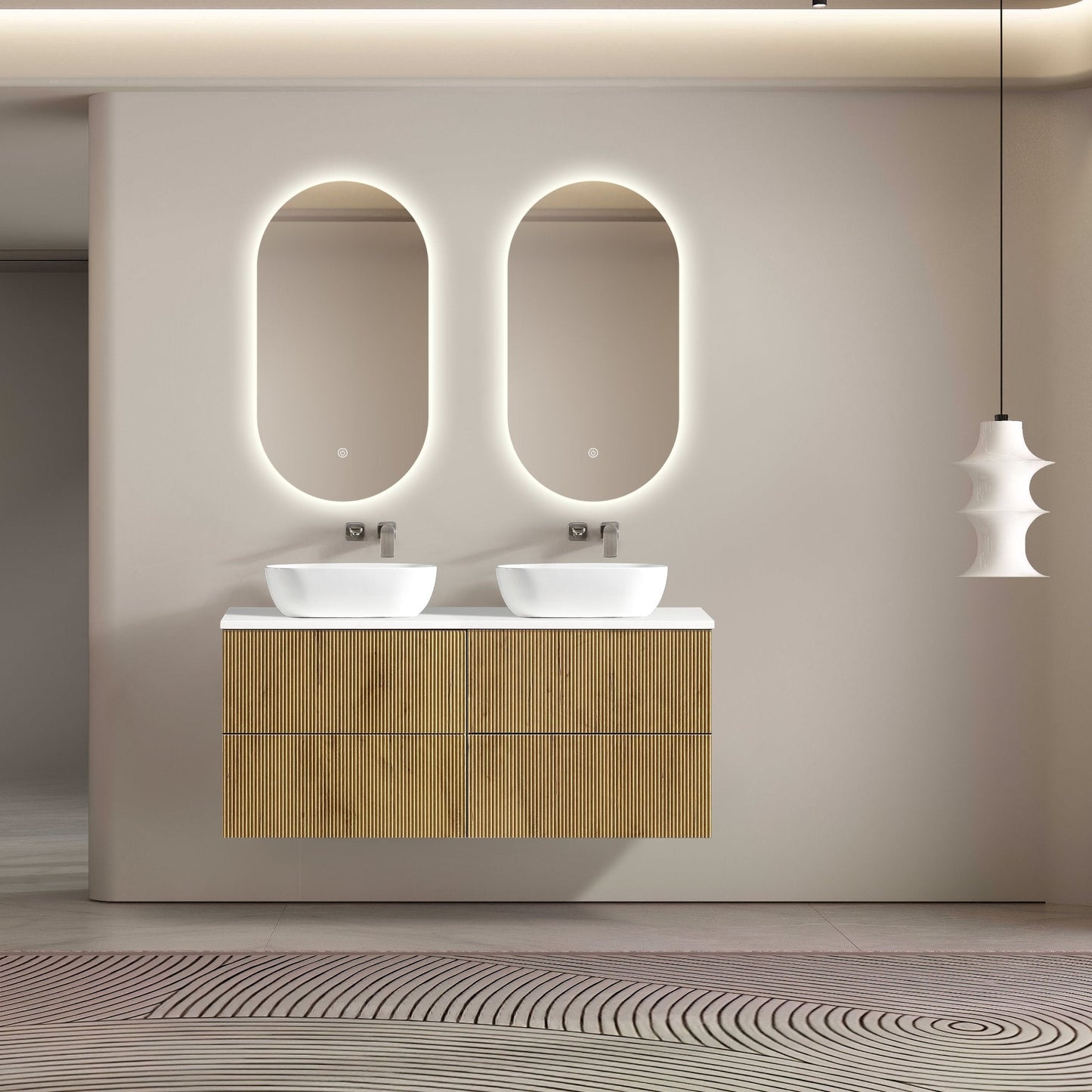 MELA - BRITTANY 1500 Oak Fluted Wall Hung Vanity with 4 DrawersVanities – available at Bathroom City Perth