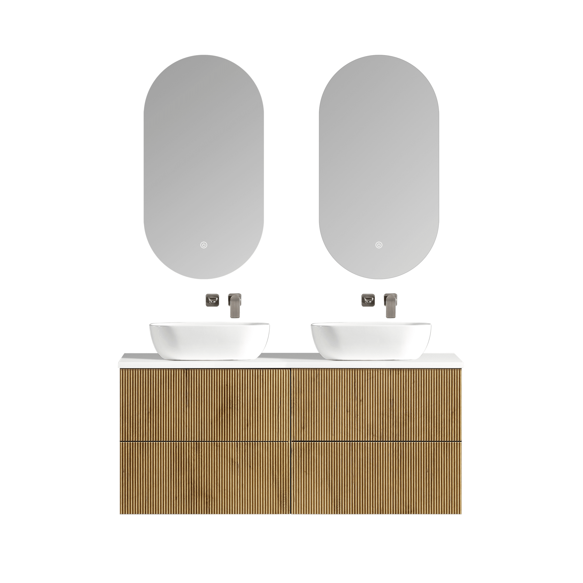 MELA - BRITTANY 1500 Oak Fluted Wall Hung Vanity with 4 Drawers - Vanities - from our - MELA - supplier–available at Bathroom City Perth