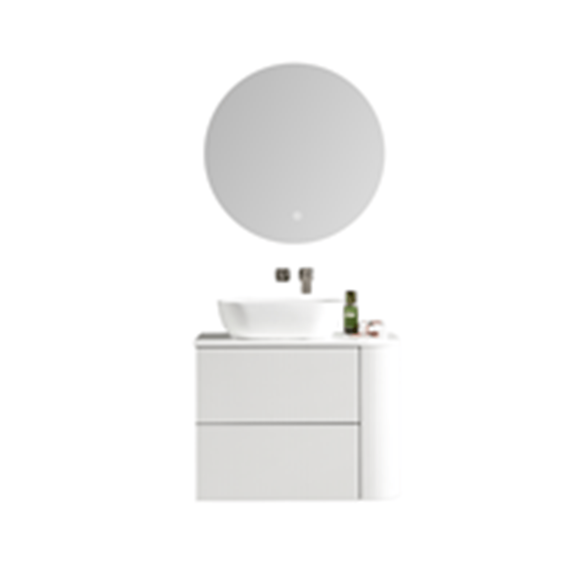 MELA - BRITTANY 750 Matt White Fluted One Side Curved Wall Hung Vanity with 2 Drawers - Vanities - from our - MELA - supplier–available at Bathroom City Perth