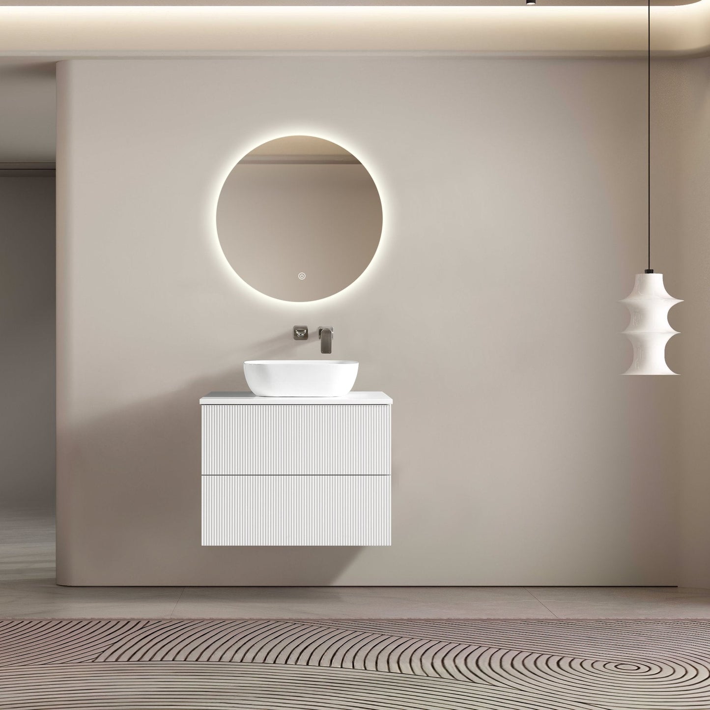 MELA - BRITTANY 750 Matt White Fluted Wall Hung Vanity with 2 DrawersVanities – available at Bathroom City Perth