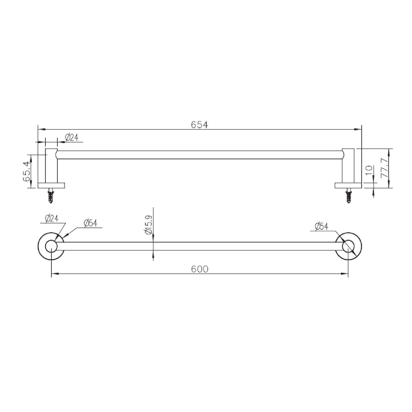 MELA - BRUNO 600 Single Towel Rail Brushed CopperAccessories – available at Bathroom City Perth