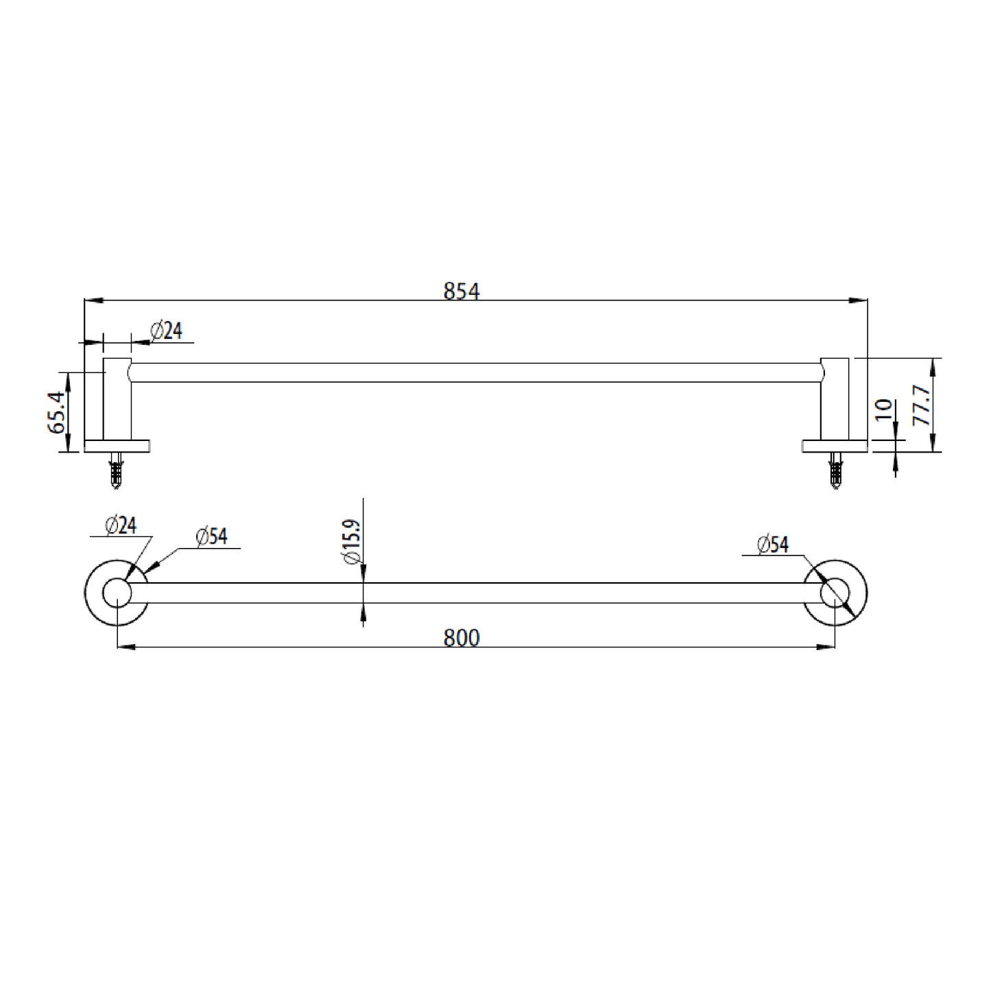 MELA - BRUNO 800 Single Towel Rail Brushed CopperAccessories – available at Bathroom City Perth