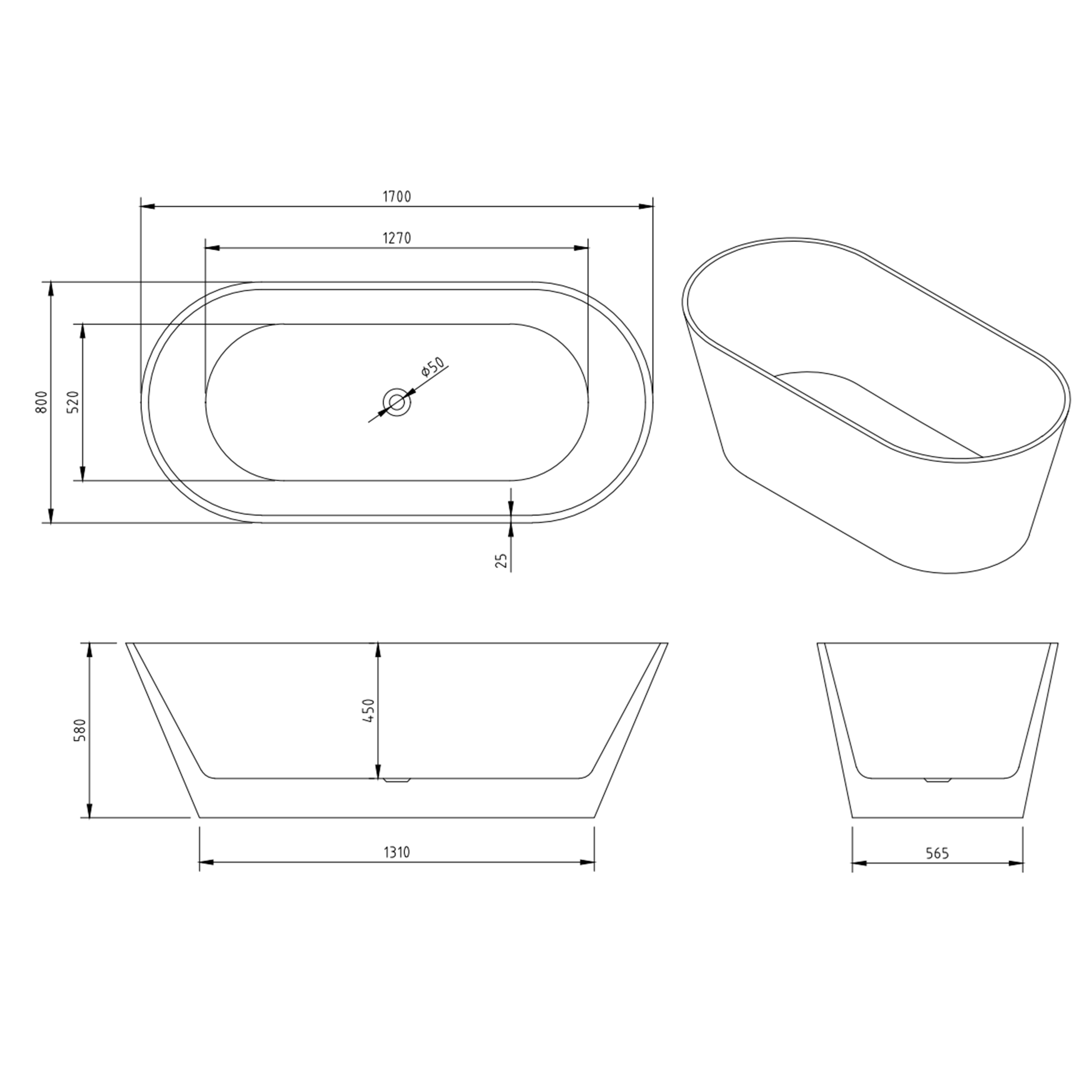 MELA - CALLA Free Standing Bath 1700mmBaths – available at Bathroom City Perth