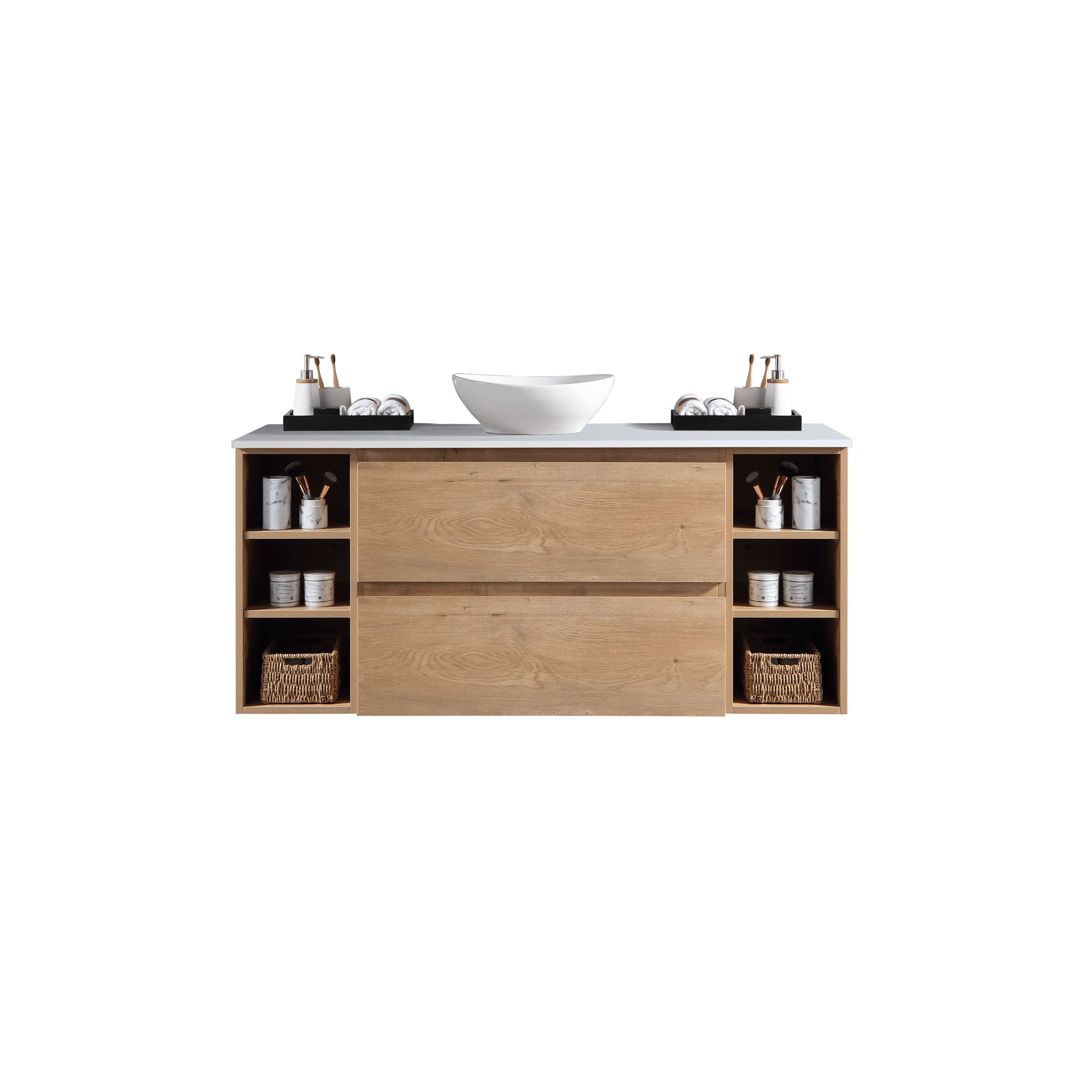 MELA - CLARK 1200 Snafell Wall Hung Vanity with 2 Drawers and 2 Open Shelves - Vanities - from our - MELA - supplier–available at Bathroom City Perth