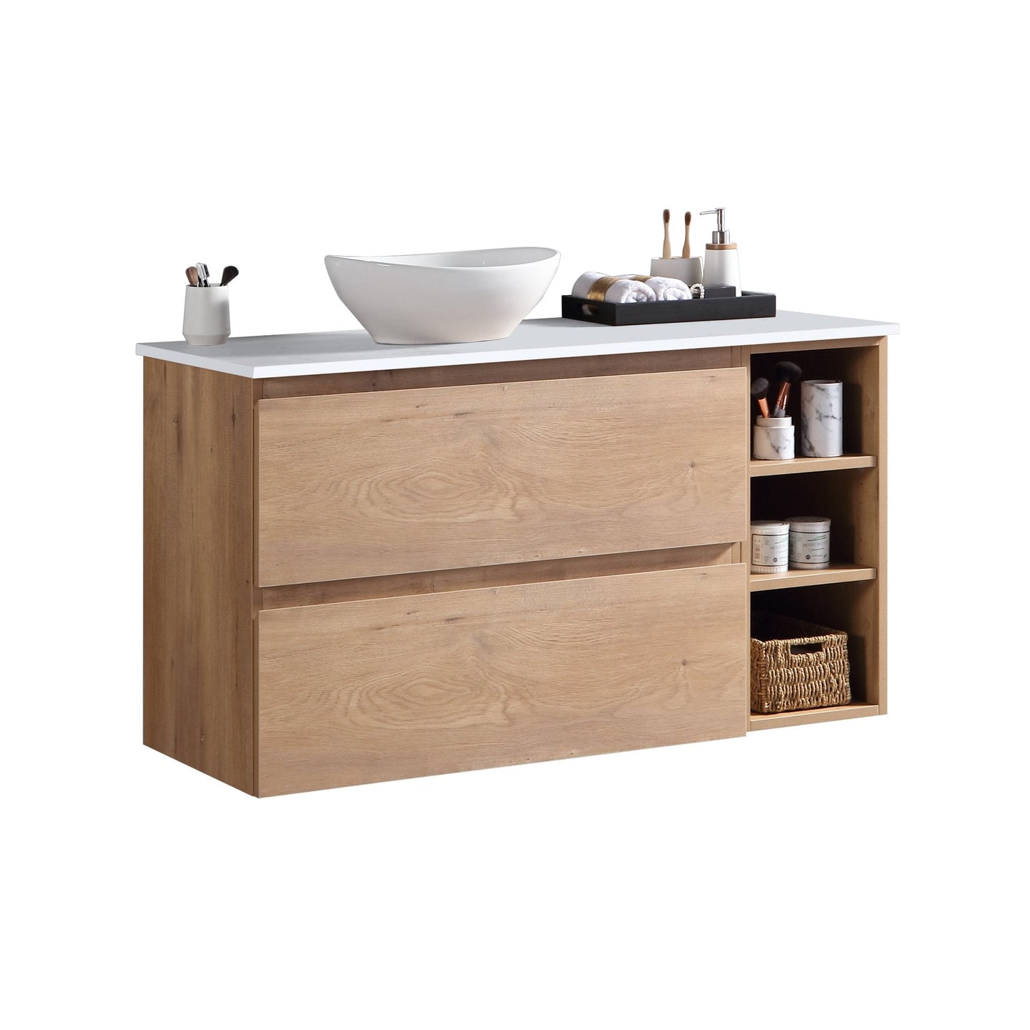 MELA - CLARK 1200 Snafell Wall Hung Vanity with 2 Drawers and Open ShelvesVanities – available at Bathroom City Perth