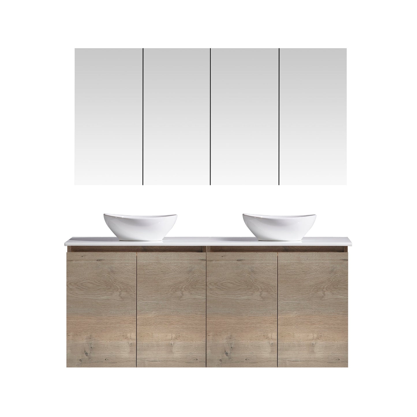 MELA - CLARK 1500 Sorrento Oak Wall Hung Vanity with 4 DoorsVanities – available at Bathroom City Perth