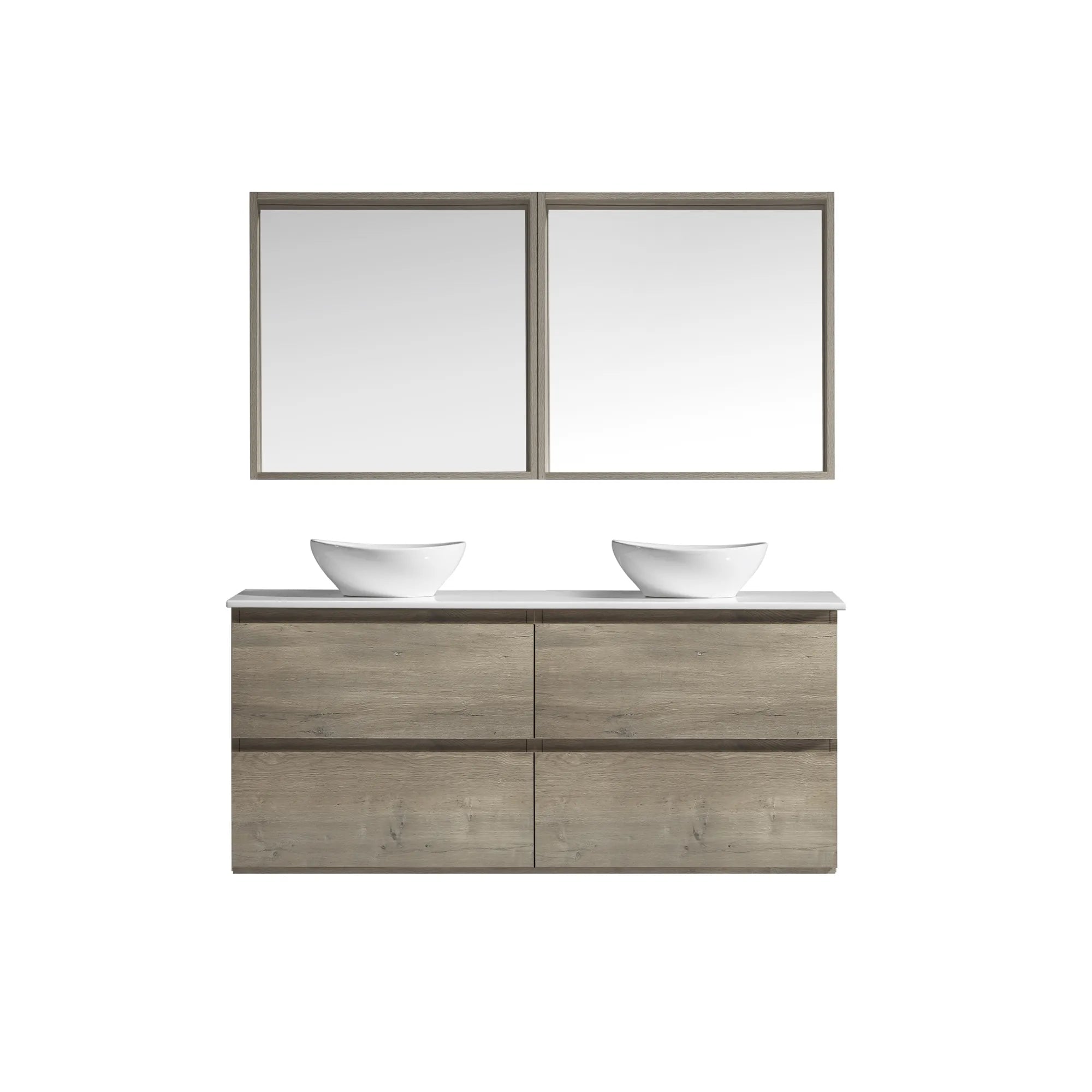 MELA - CLARK 1500 Sorrento Oak Wall Hung Vanity with 4 Drawers-Vanities-from our-MELA-supplier–available at Bathroom City Perth