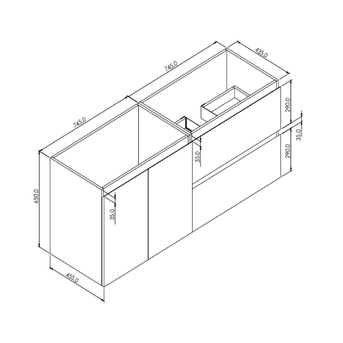 MELA - CLARK 1500 Sorrento Oak Wall Hung Vanity with Doors & DrawersVanities – available at Bathroom City Perth