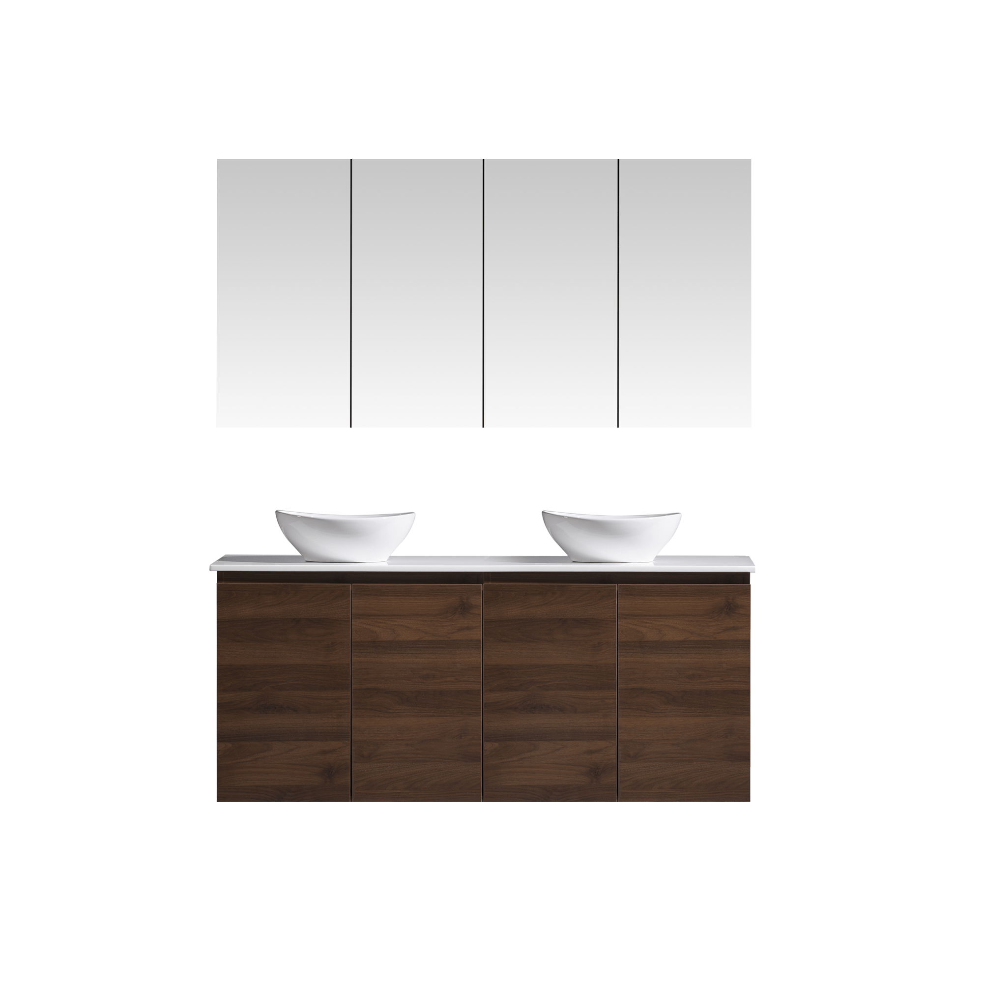 MELA - CLARK 1500 Walnut Wall Hung Vanity with 4 Doors - Vanities - from our - MELA - supplier–available at Bathroom City Perth
