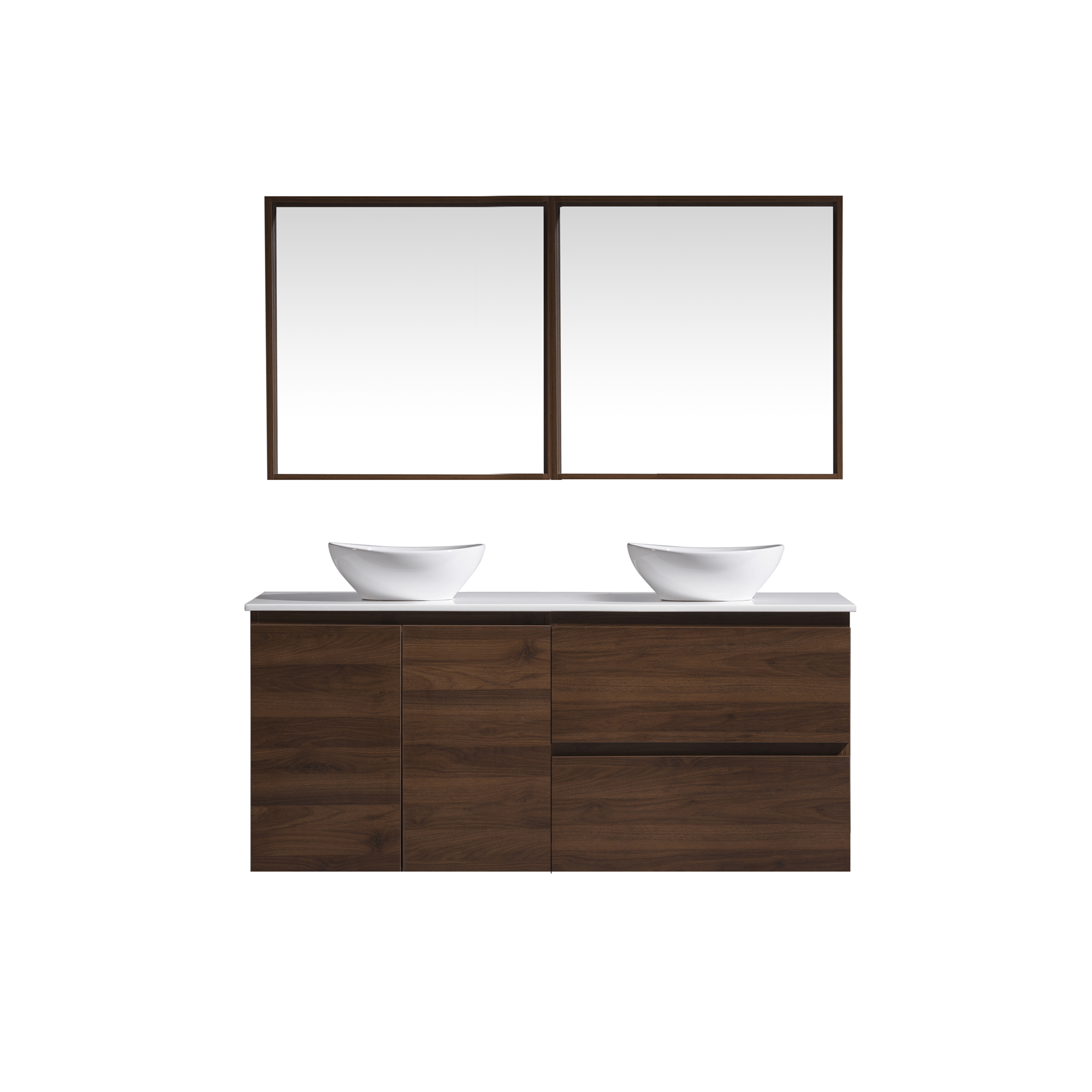 MELA - CLARK 1500 Walnut Wall Hung Vanity with Doors & Drawers - Vanities - from our - MELA - supplier–available at Bathroom City Perth