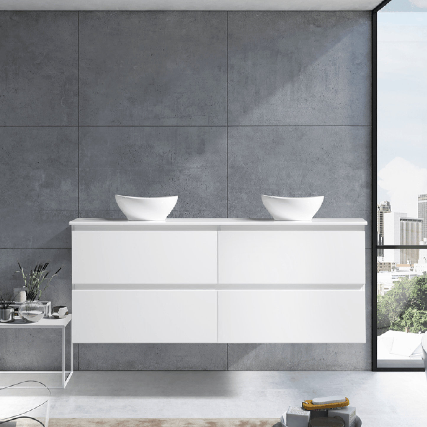 MELA - CLARK 1800 Gloss White Wall Hung Vanity with 4 DrawersVanities – available at Bathroom City Perth