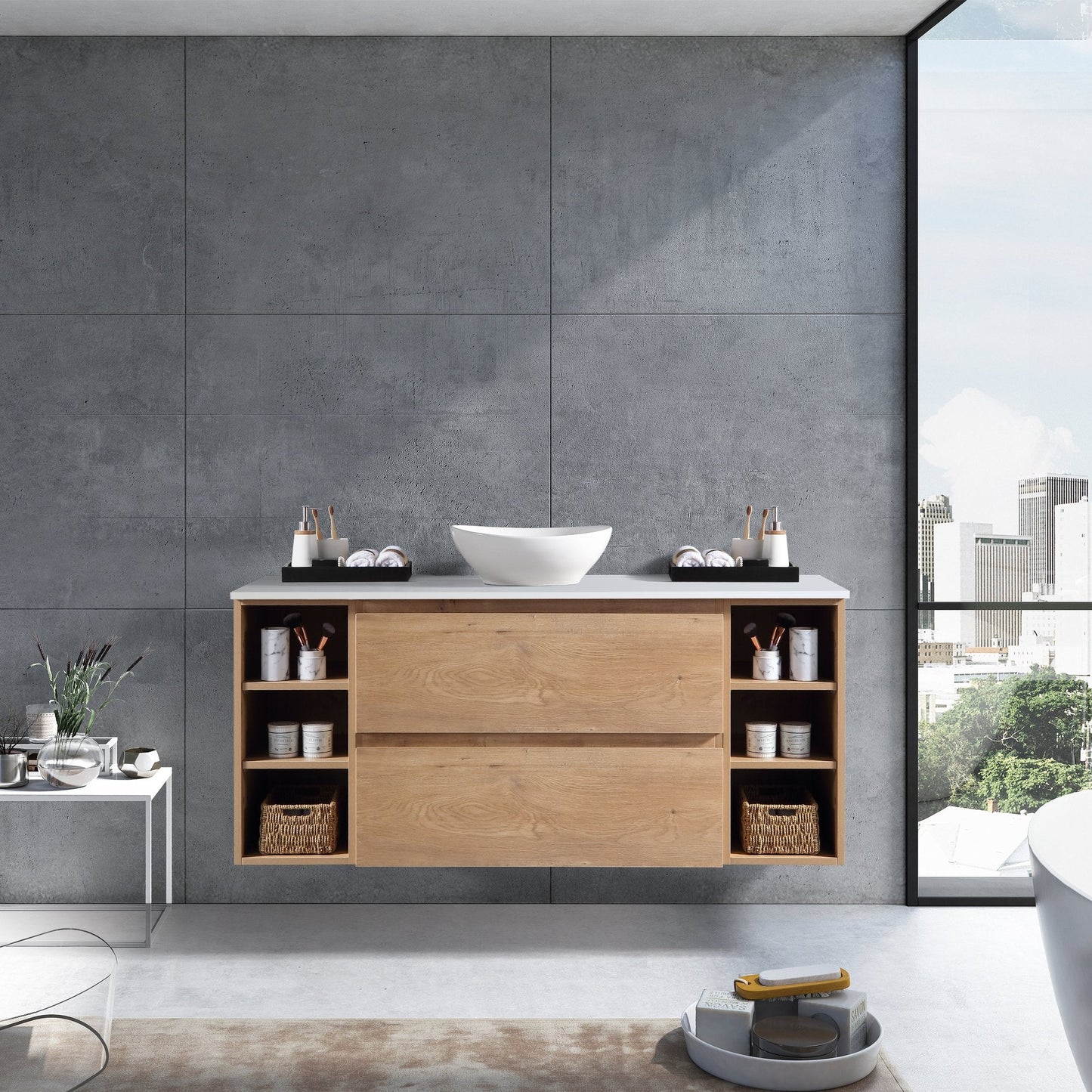 MELA - CLARK 1800 Snafell Wall Hung Vanity with 2 Drawers and 2 Open ShelvesVanities – available at Bathroom City Perth