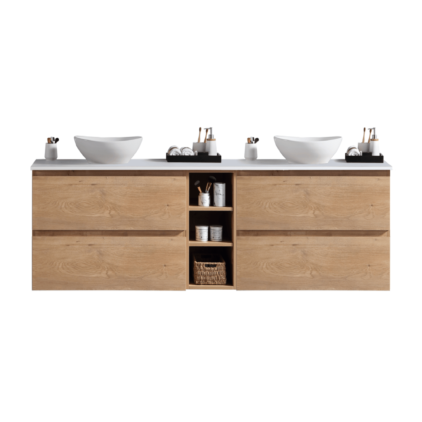 MELA - CLARK 1800 Snafell Wall Hung Vanity with 4 Drawers and Open ShelvesVanities – available at Bathroom City Perth